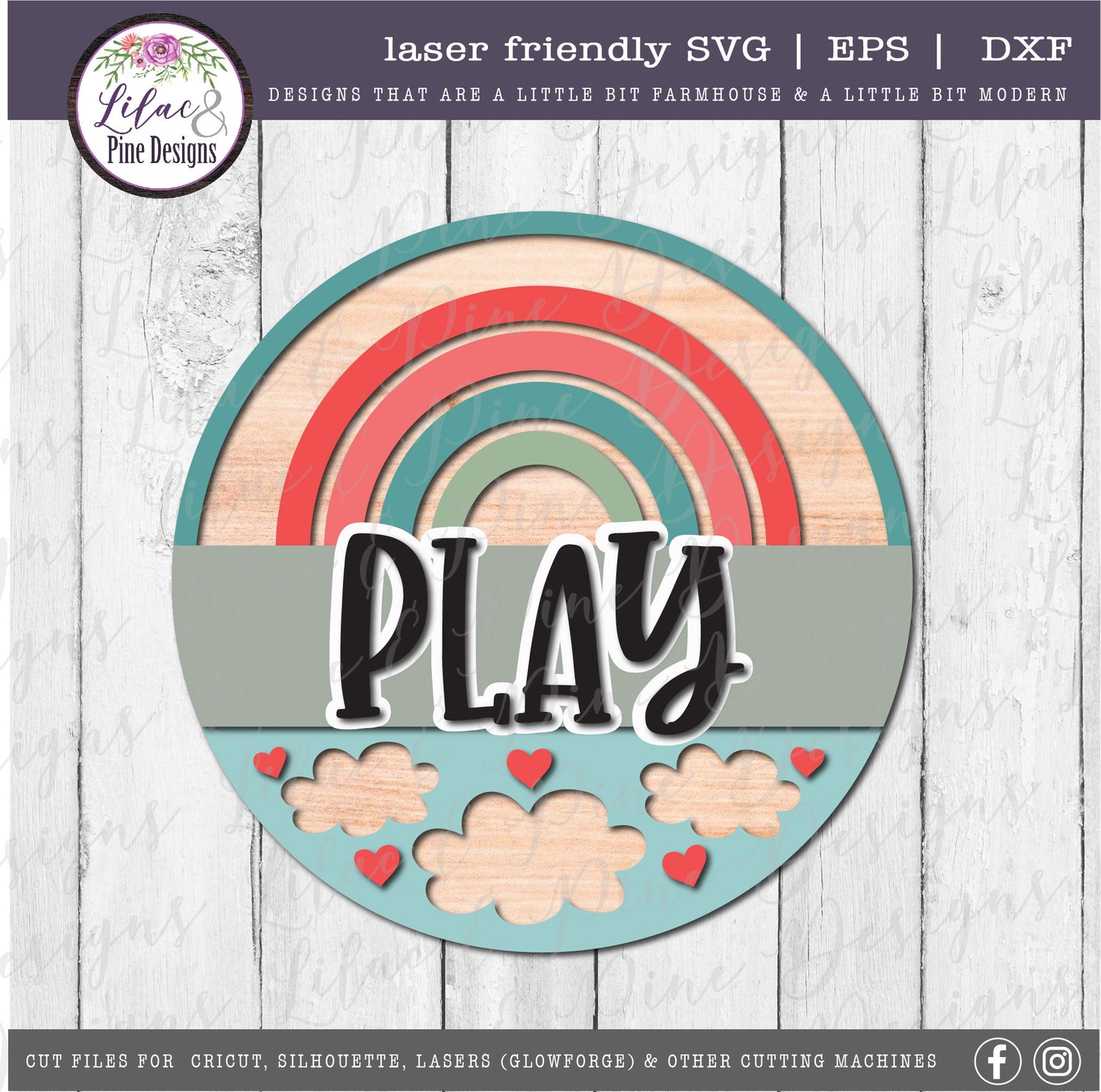 Rainbow and clouds sign, whimsical sign, Rainbow SVG, play room, kids room sign, clouds SVG, Create SVG, Play svg, Glowforge, laser cut file