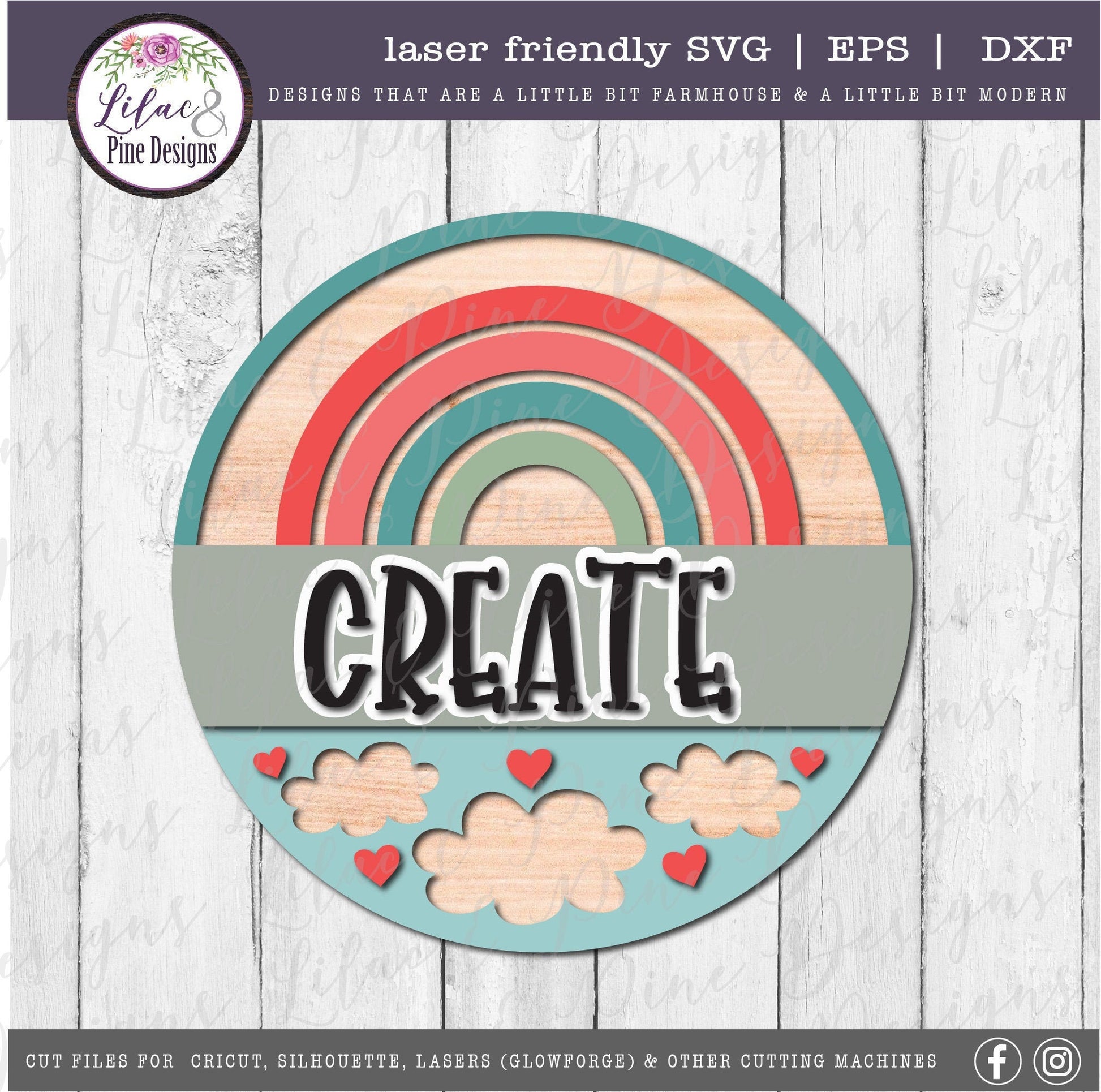 Rainbow and clouds sign, whimsical sign, Rainbow SVG, play room, kids room sign, clouds SVG, Create SVG, Play svg, Glowforge, laser cut file