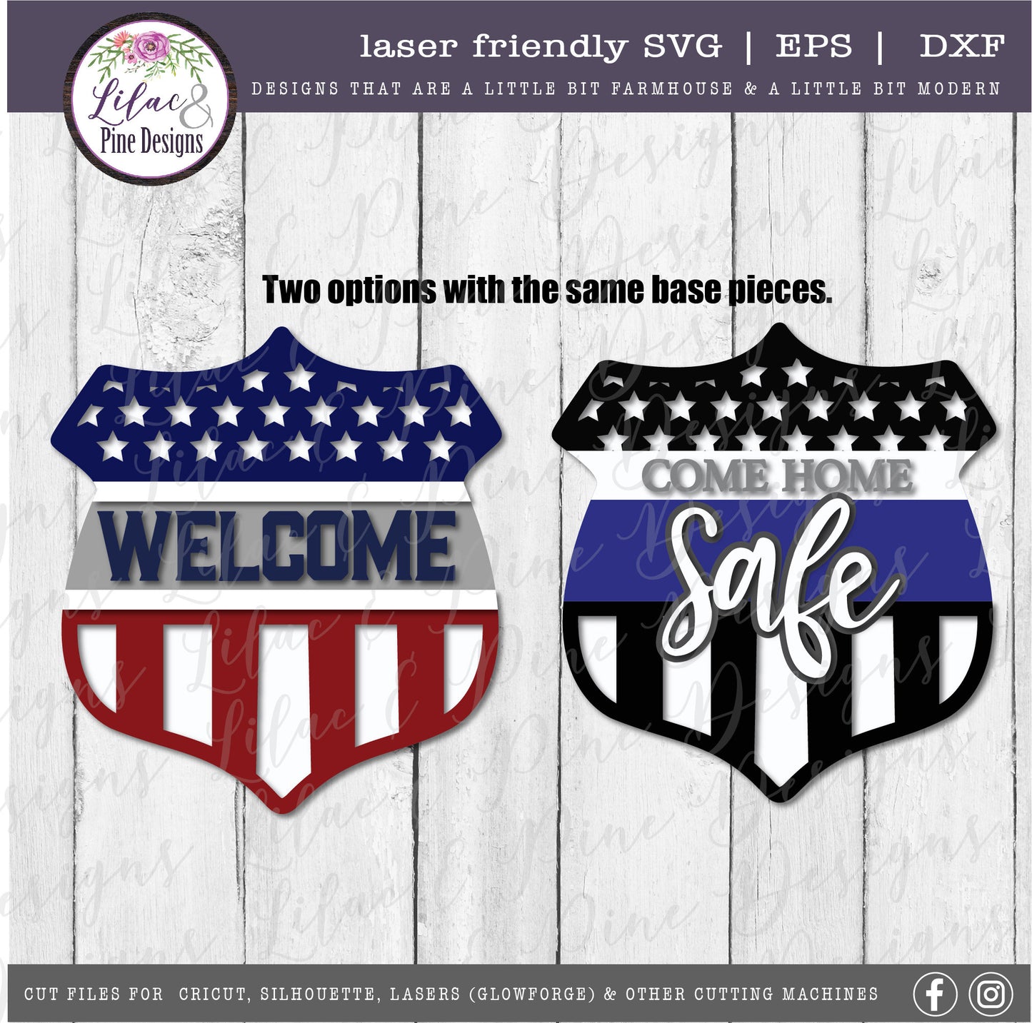 Patriotic Police sign bundle, July 4th door decor SVG, Police Officer SVG, Independence Day svg, badge SVG, Glowforge Svg, laser cut file