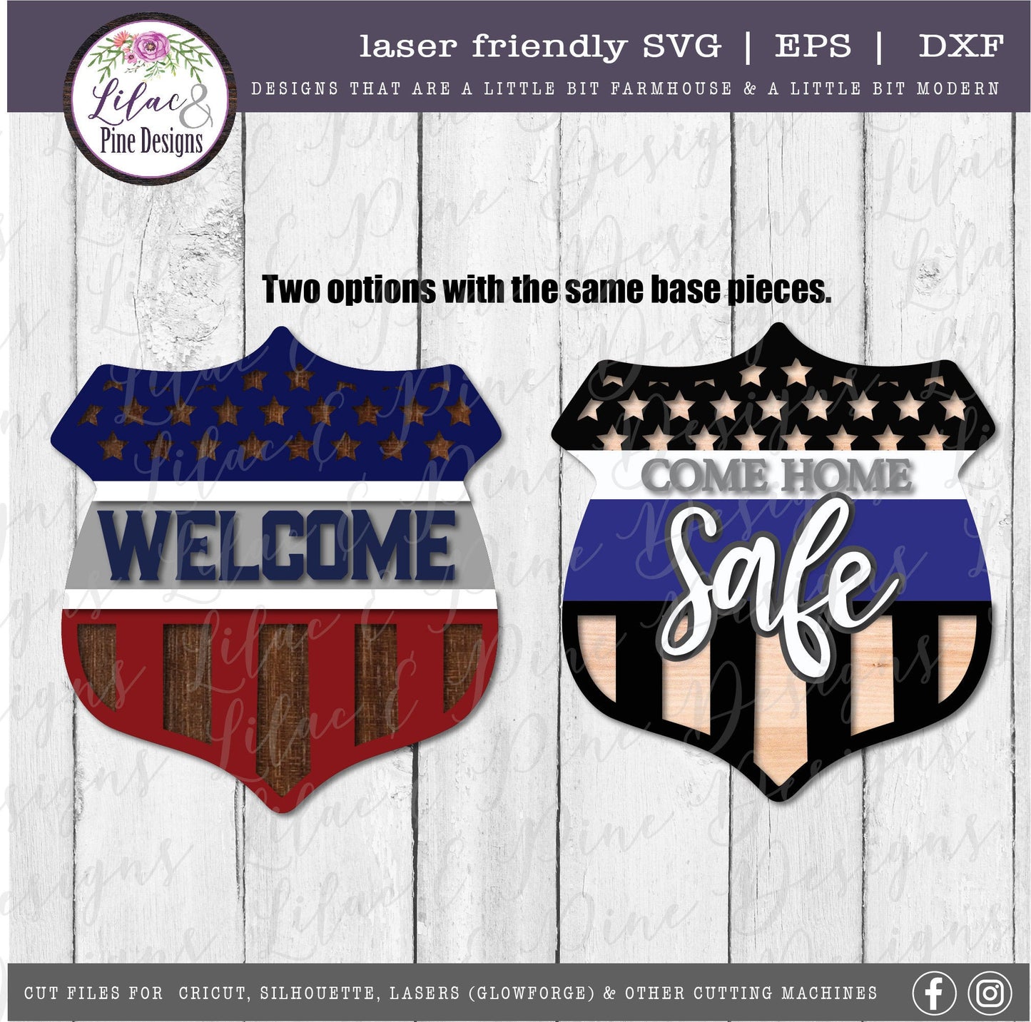 Patriotic Police sign bundle, July 4th door decor SVG, Police Officer SVG, Independence Day svg, badge SVG, Glowforge Svg, laser cut file