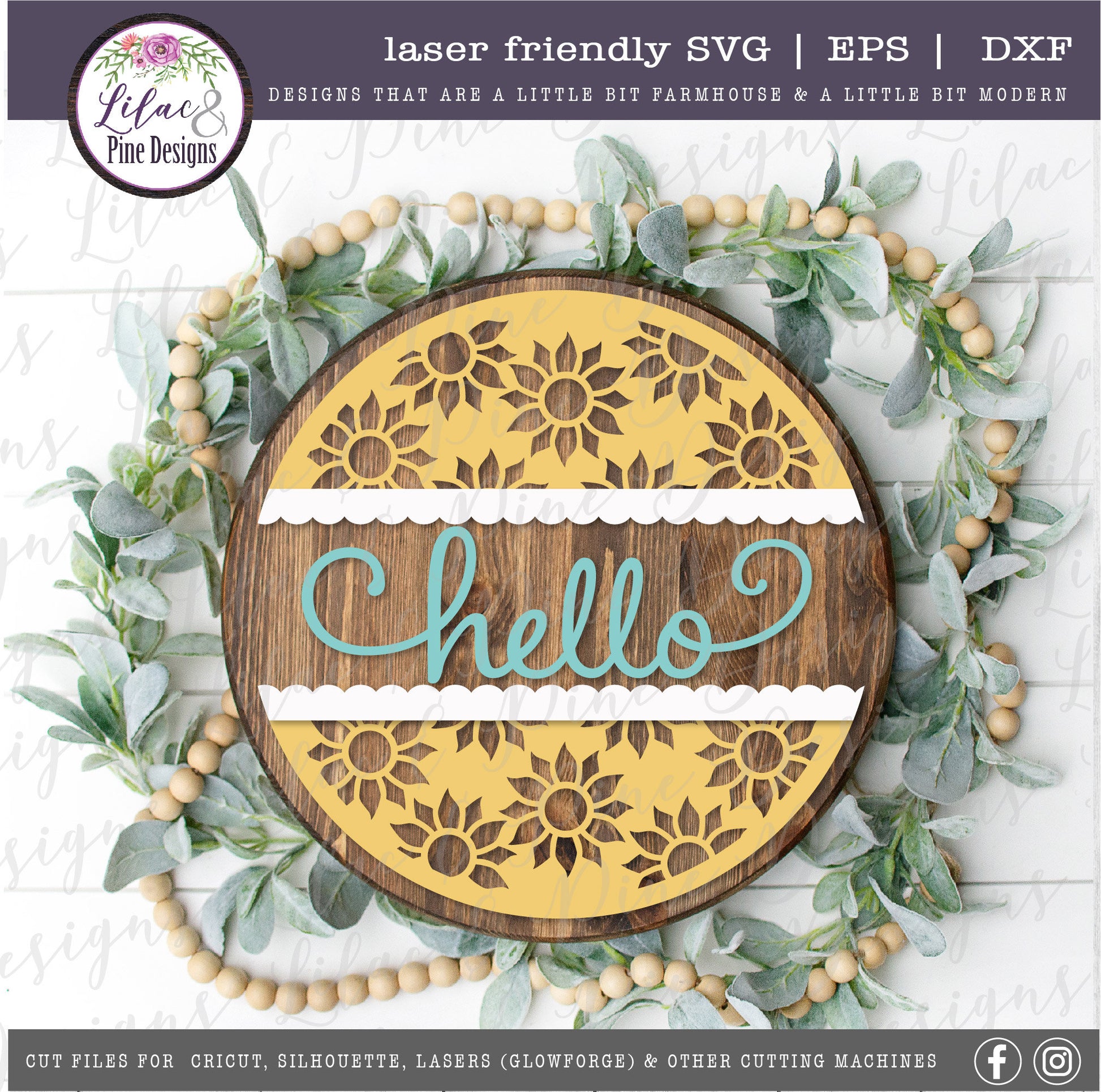 Hello Sunflower SVG, Welcome sign SVG, fall door decor svg, sunflower SVG, fall svg, floral svg, porch sign, Glowforge Svg, laser cut file