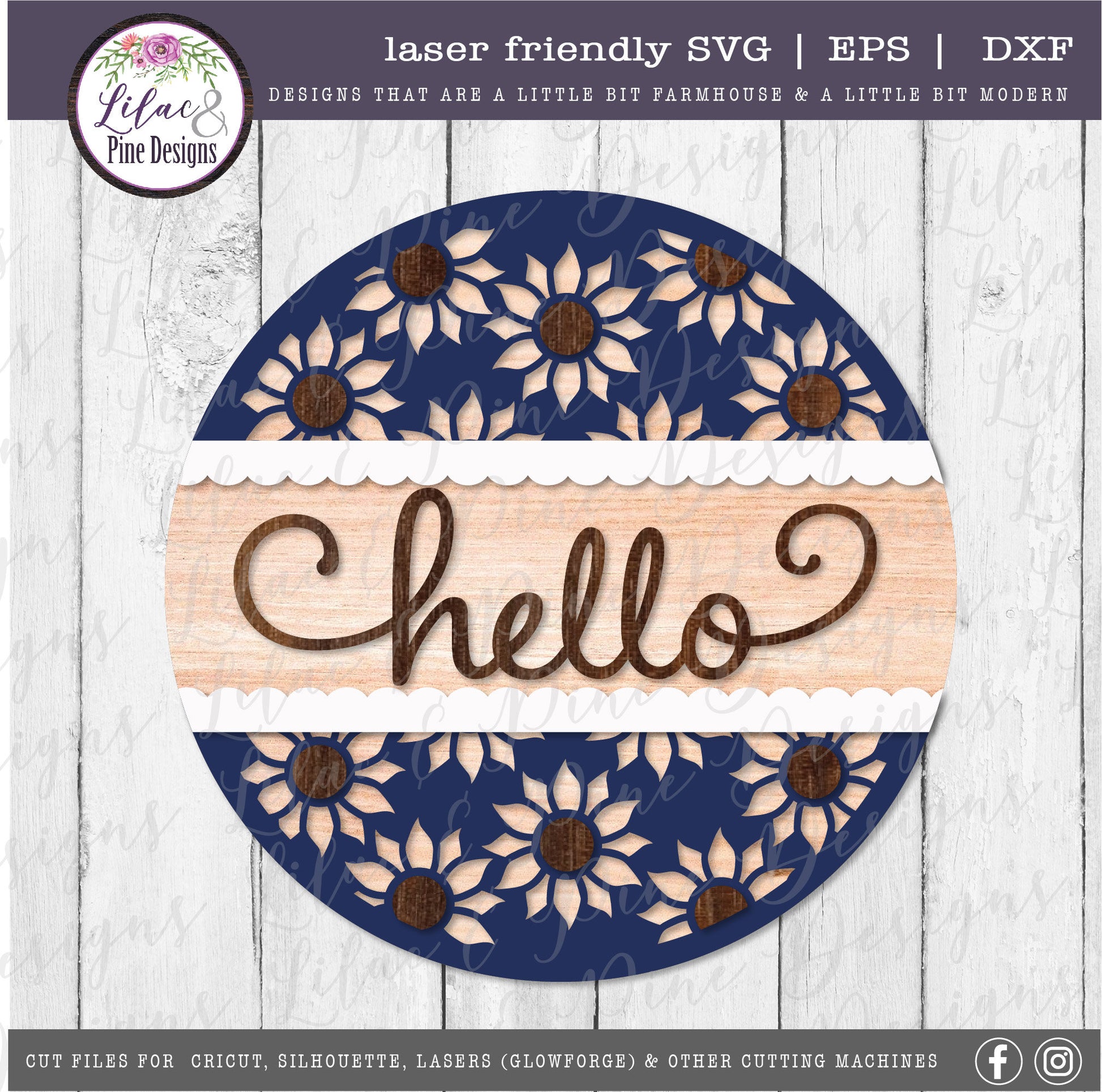 Hello Sunflower SVG, Welcome sign SVG, fall door decor svg, sunflower SVG, fall svg, floral svg, porch sign, Glowforge Svg, laser cut file