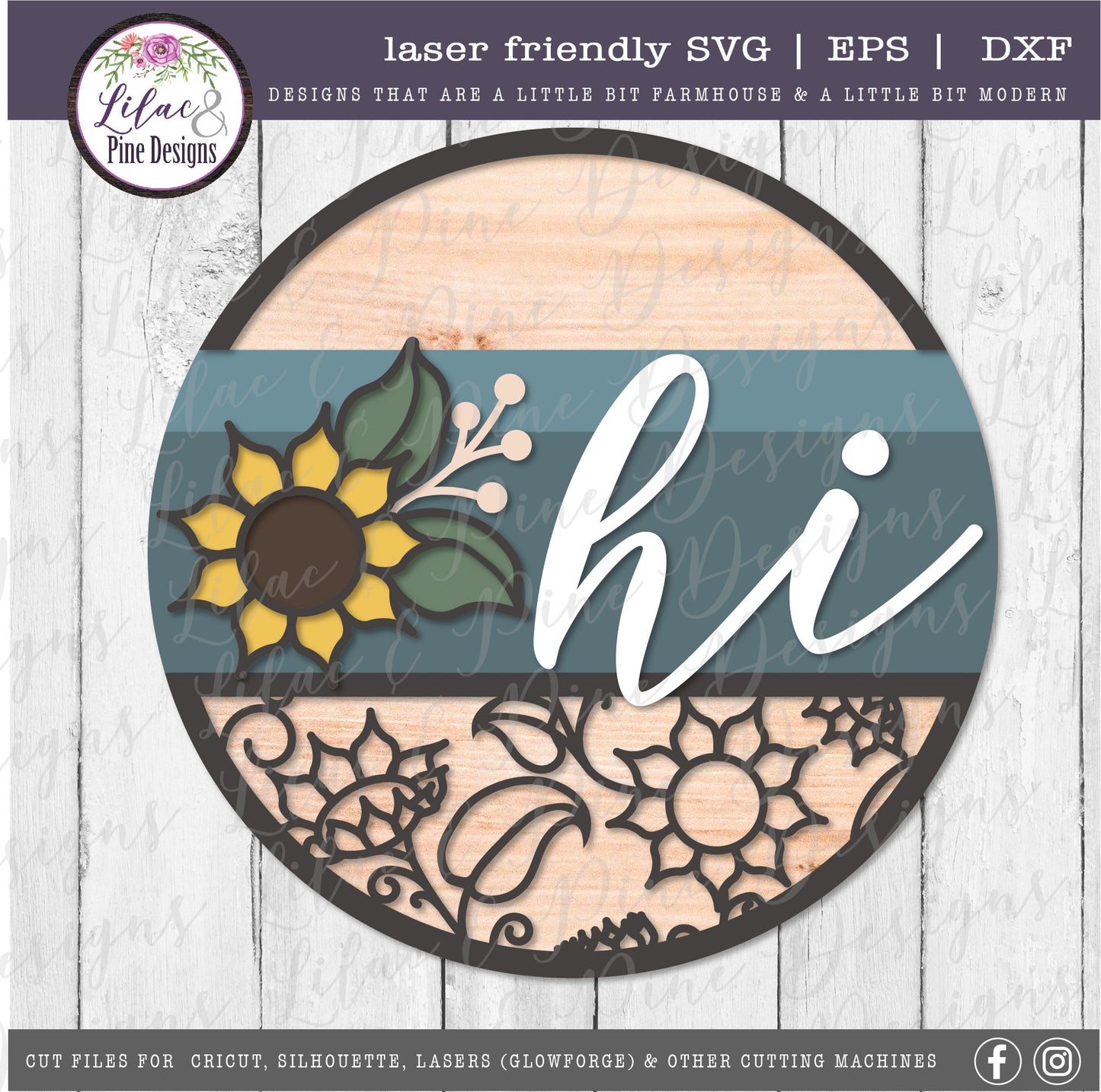 Sunflower floral sign, sunflower SVG, floral door SVG, fall door decor, summer decor, floral pattern SVG, Glowforge Svg, laser cut file