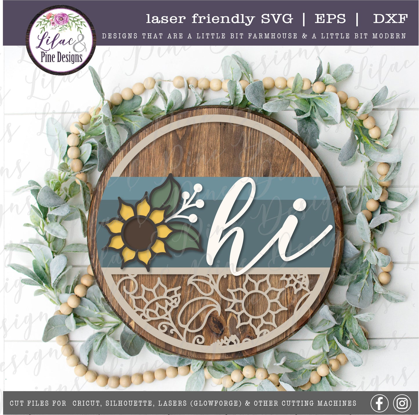 Sunflower floral sign, sunflower SVG, floral door SVG, fall door decor, summer decor, floral pattern SVG, Glowforge Svg, laser cut file