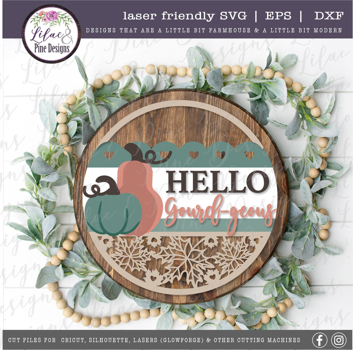 Hello Gourdgeous SVG, Welcome sign SVG, fall door decor svg, gourd SVG, fall svg, pumpkin svg, porch sign, Glowforge Svg, laser cut file