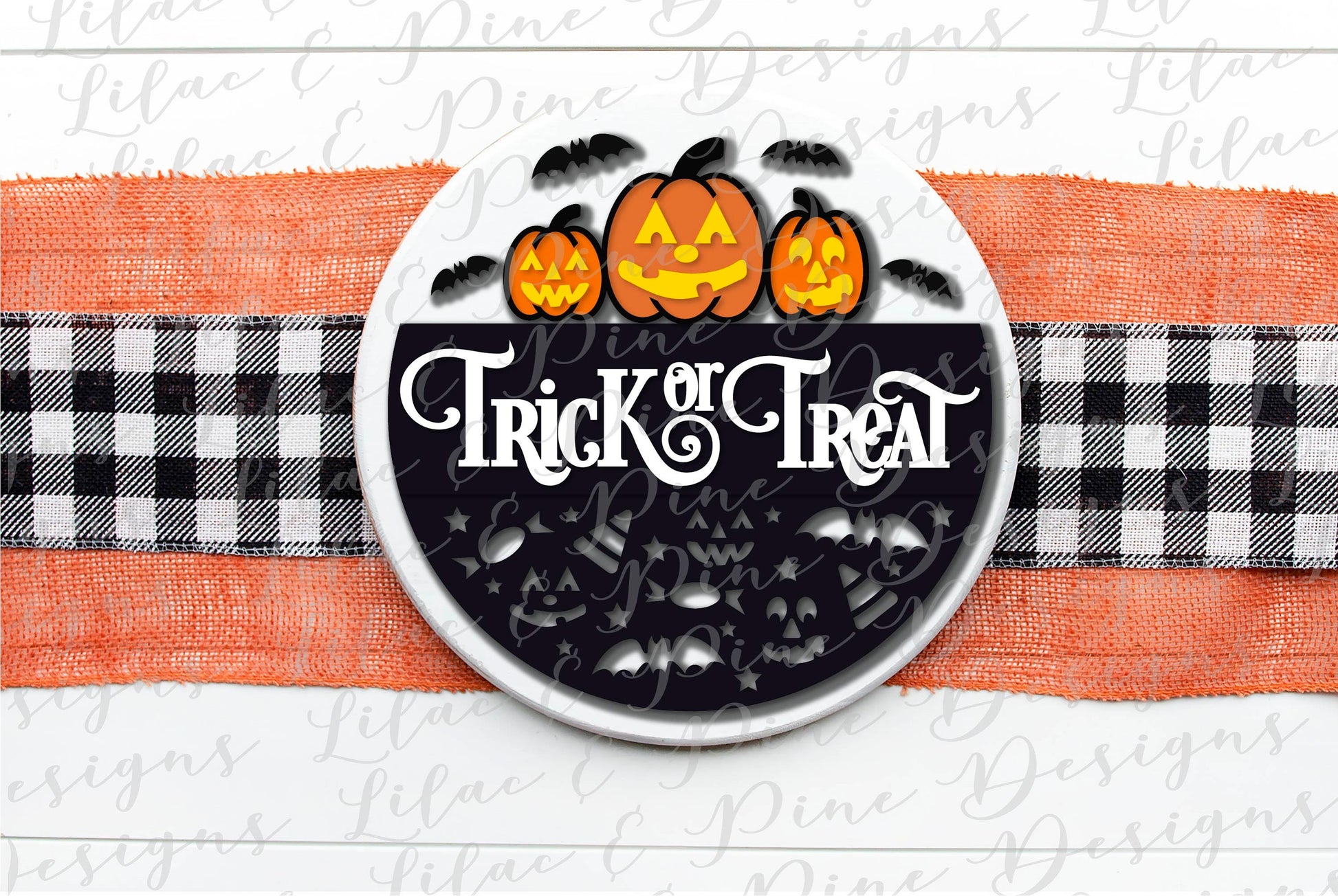 Trick or Treat SVG, Pumpkin SVG, Halloween svg, Jack o Lantern Welcome svg, Spooky svg, Halloween door round, laser cut file, Glowforge SVG