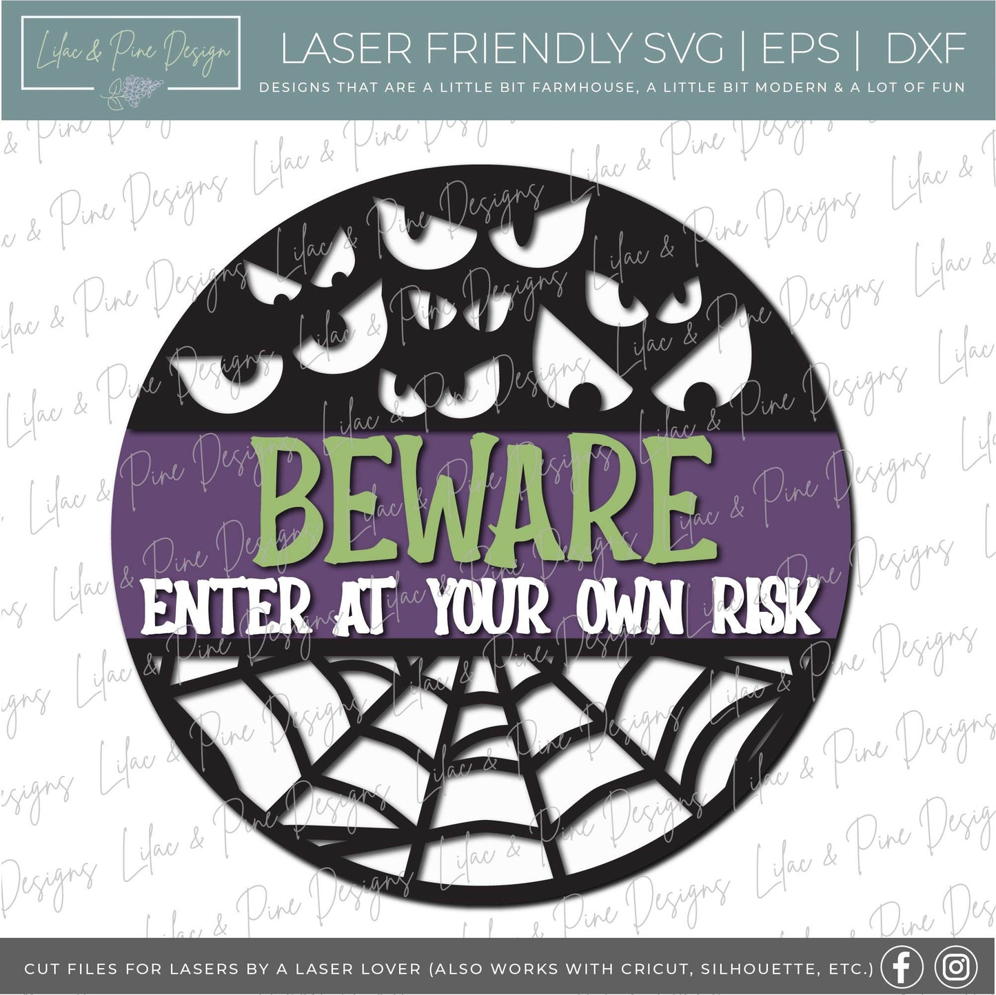 Beware SVG, Enter at your own Risk SVG, Halloween svg, Spooky Welcome svg, Spiderweb svg, Halloween sign, laser cut file, Glowforge SVG