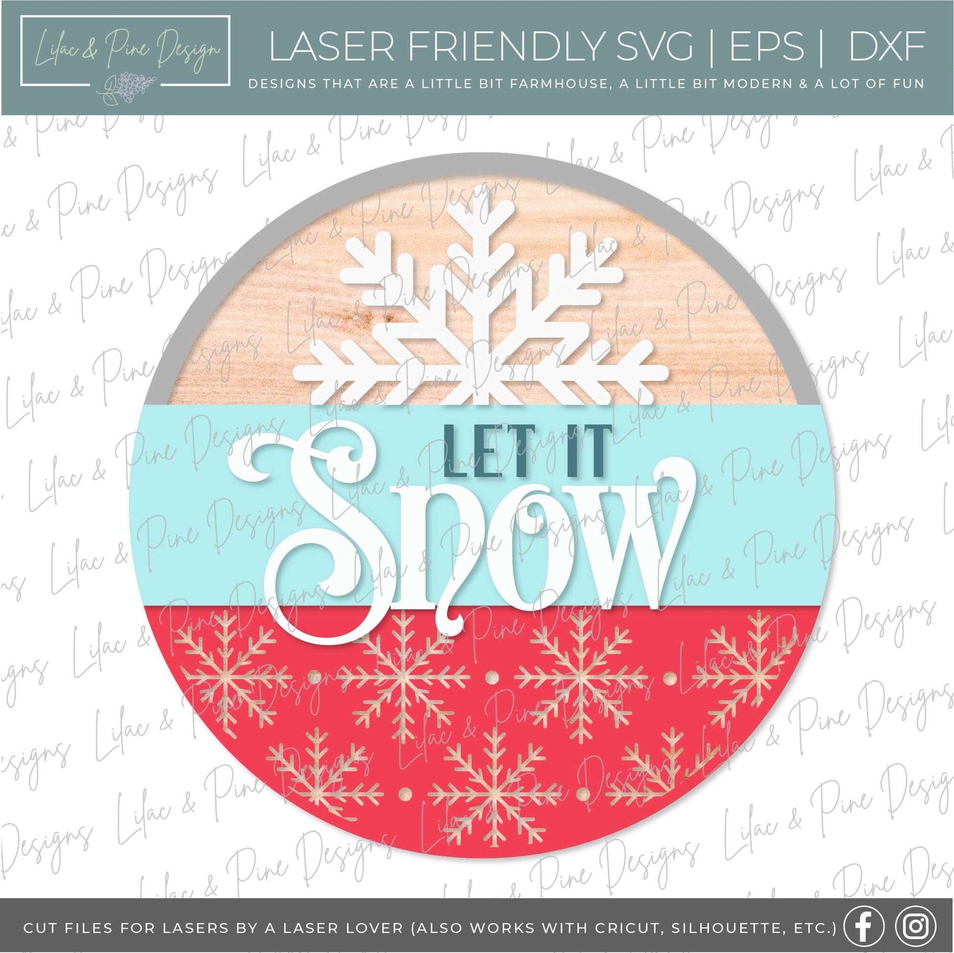 Let it Snow sign, Snowflake SVG, Christmas welcome SVG, Winter welcome sign, Snow svg, winter porch decor, laser cut file, Glowforge SVG