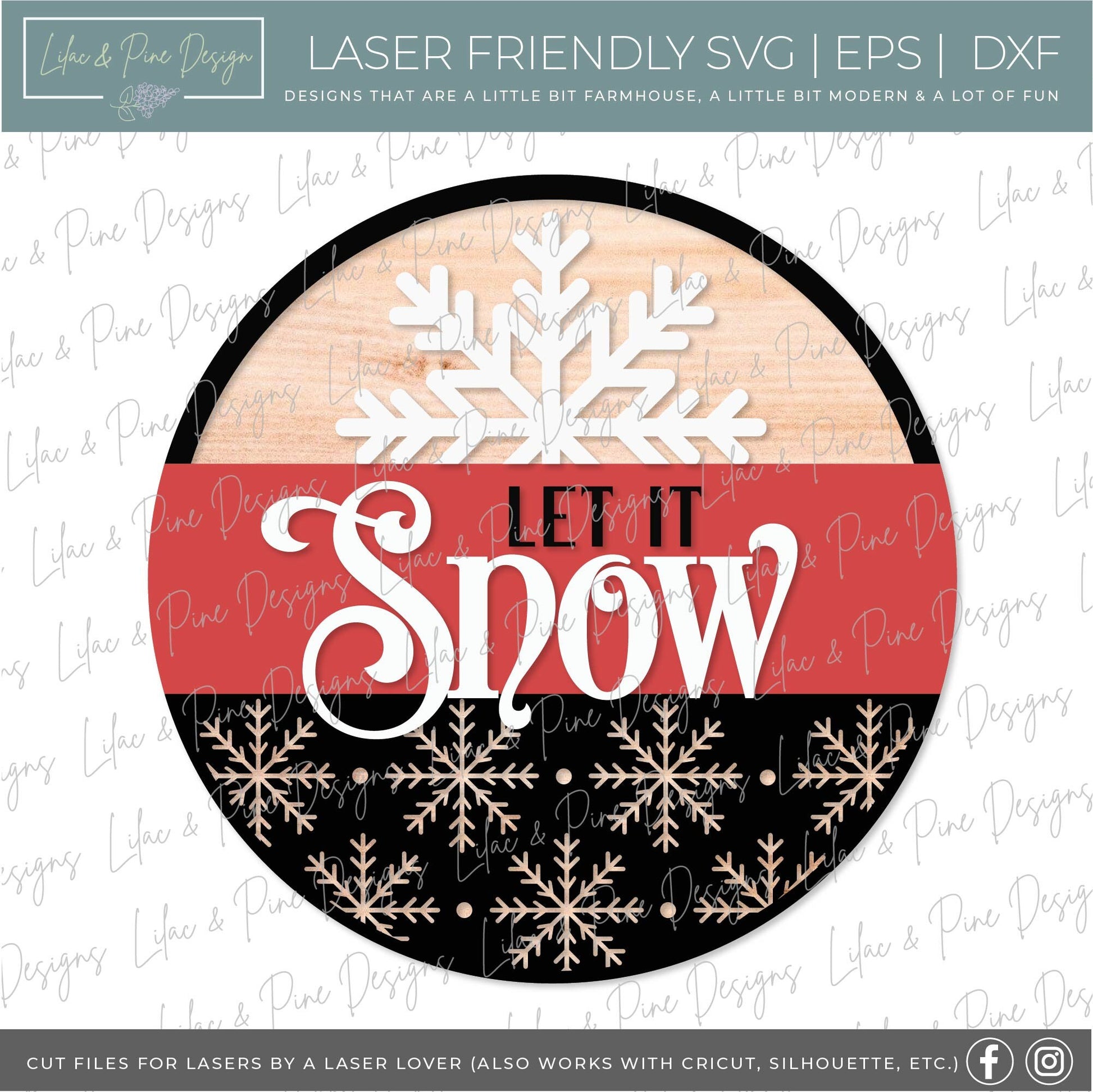 Let it Snow sign, Snowflake SVG, Christmas welcome SVG, Winter welcome sign, Snow svg, winter porch decor, laser cut file, Glowforge SVG