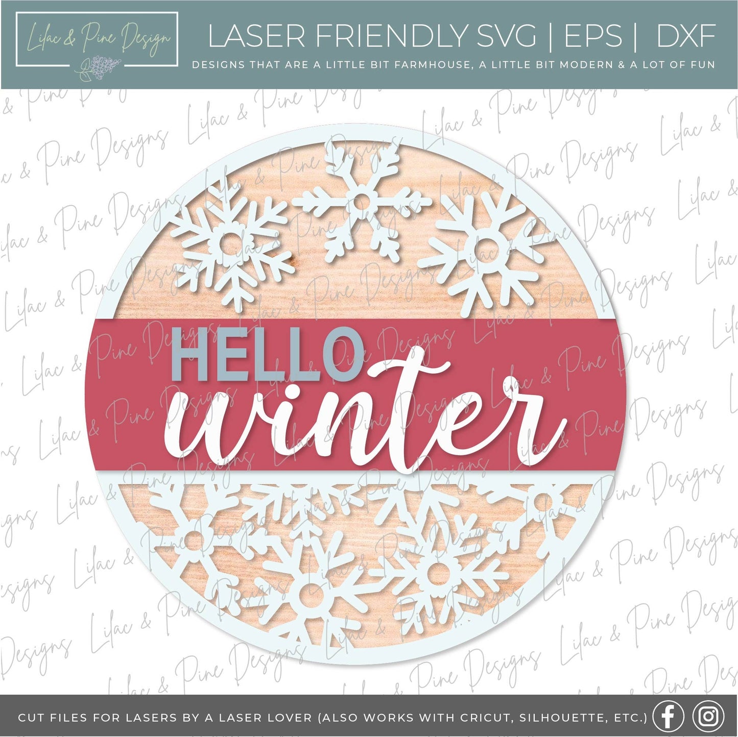Hello Winter snow sign, Snowflake SVG, Christmas welcome SVG, Winter welcome sign, Snow svg, winter decor, laser cut file, Glowforge SVG