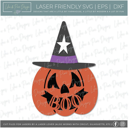 Pumpkin Witch SVG, Pumpkin Halloween sign, Jack o Lantern SVG, Boo Pumpkin sign, Halloween shelf decor, Glowforge laser, laser cut file