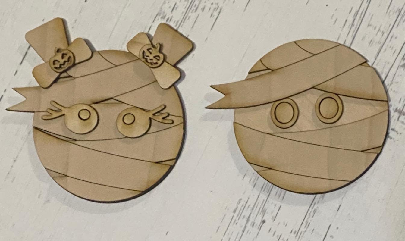 Mummy Kids DIY kit file SVG, Halloween decor, Mummy SVG project, Mummy decor, Halloween shelf decor, Glowforge laser, laser cut file