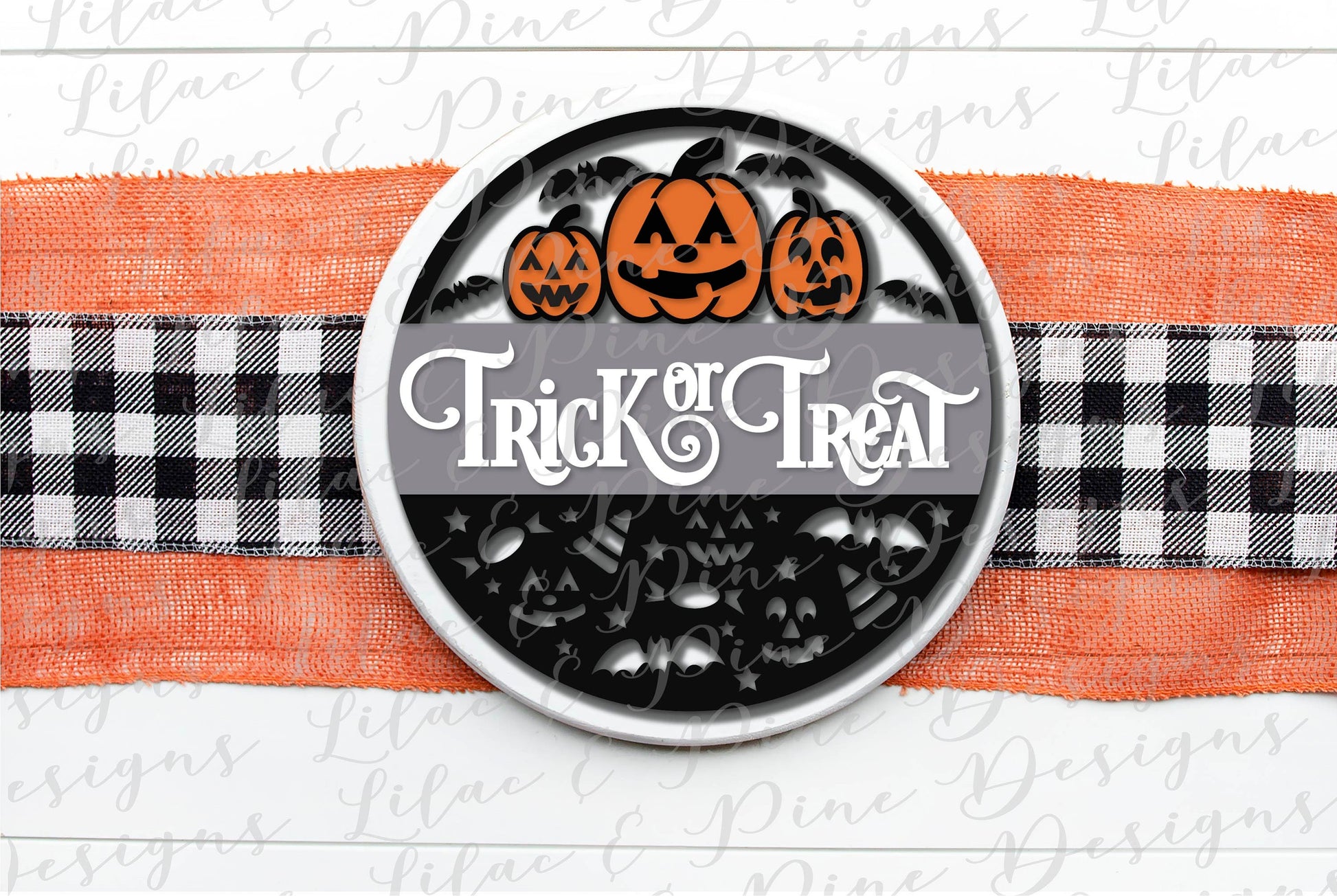 Trick or Treat SVG, Pumpkin SVG, Halloween svg, Jack o Lantern Welcome svg, Spooky svg, Halloween door round, laser cut file, Glowforge SVG