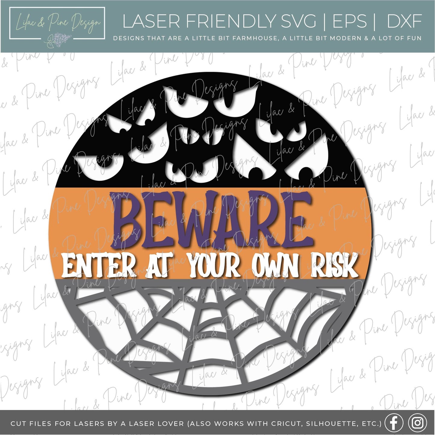 Beware SVG, Enter at your own Risk SVG, Halloween svg, Spooky Welcome svg, Spiderweb svg, Halloween sign, laser cut file, Glowforge SVG