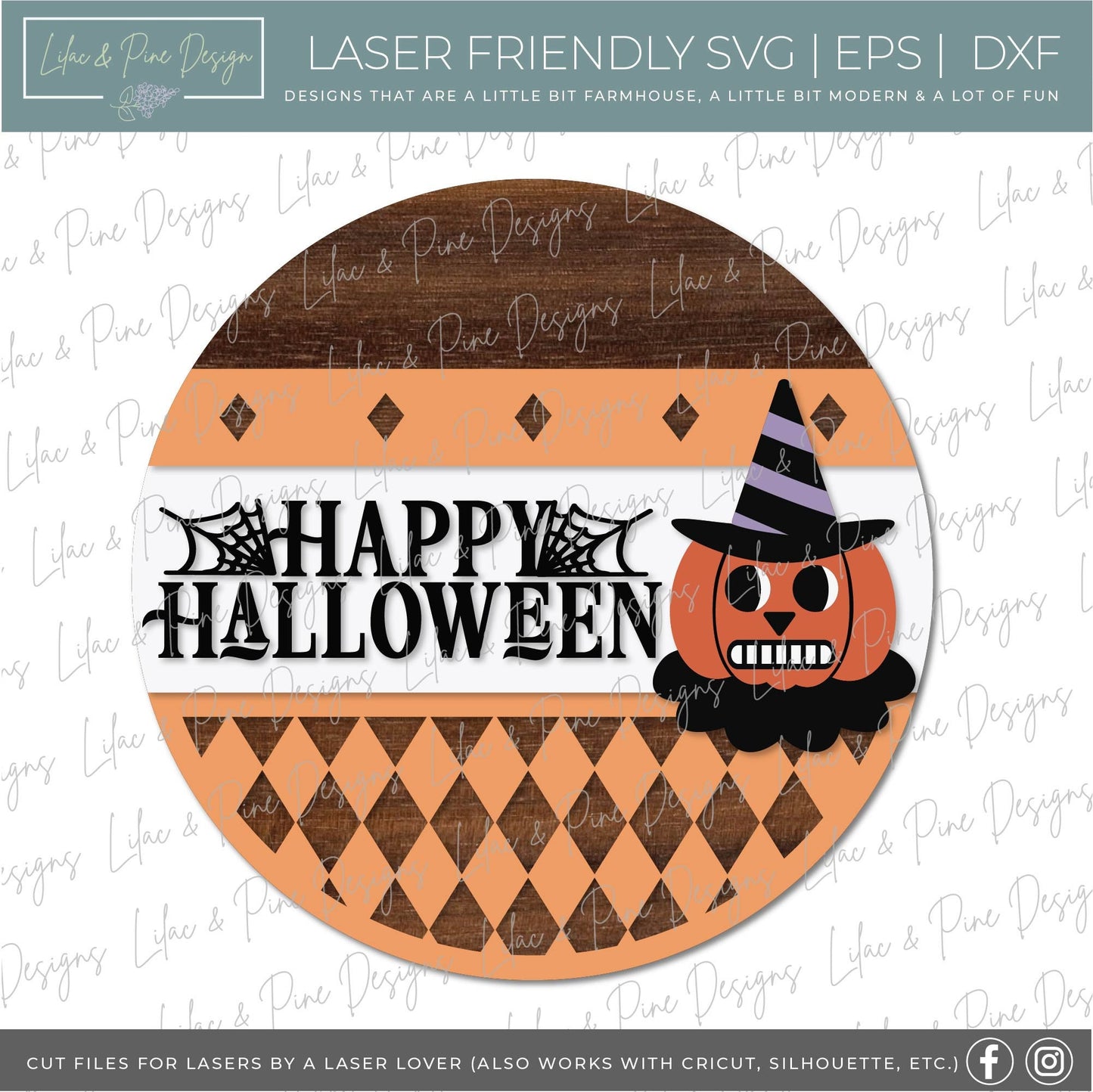 Vintage Halloween door hanger SVG, Vintage Jack o lantern SVG, Happy Halloween svg,  Halloween Welcome sign, laser cut file, Glowforge SVG