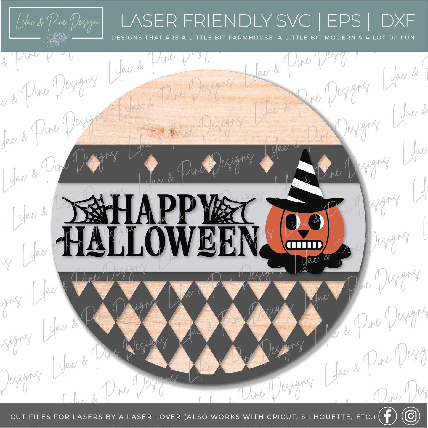 Vintage Halloween door hanger SVG, Vintage Jack o lantern SVG, Happy Halloween svg, Halloween Welcome sign, laser cut file, Glowforge SVG