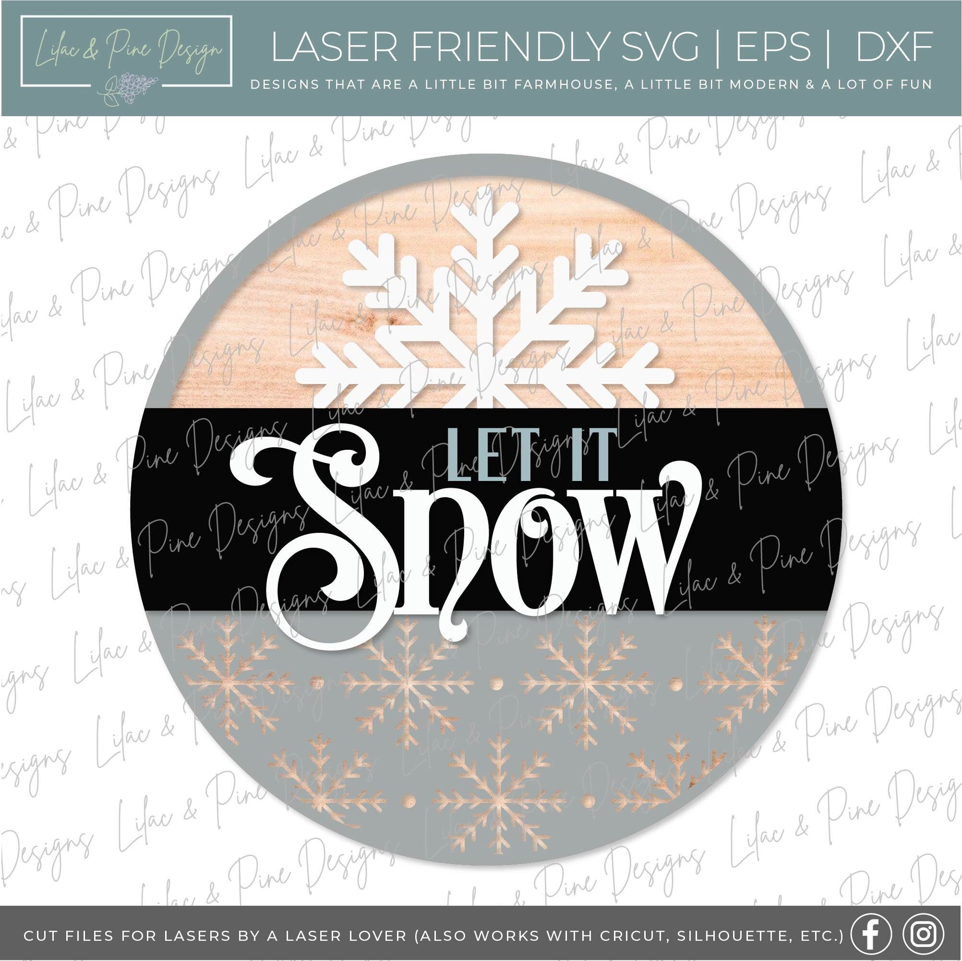Let it Snow sign, Snowflake SVG, Christmas welcome SVG, Winter welcome sign, Snow svg, winter porch decor, laser cut file, Glowforge SVG