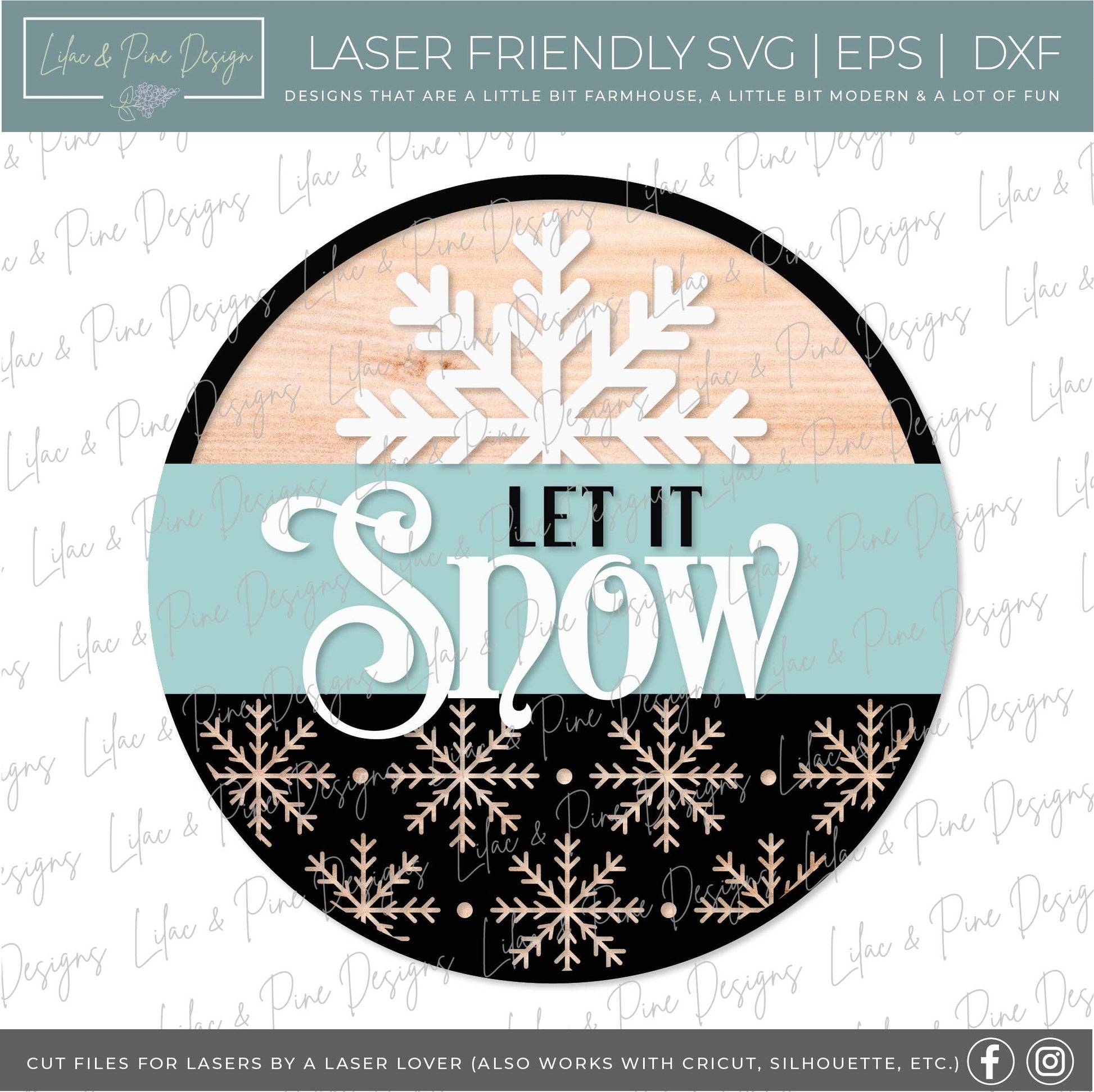 Let it Snow sign, Snowflake SVG, Christmas welcome SVG, Winter welcome sign, Snow svg, winter porch decor, laser cut file, Glowforge SVG