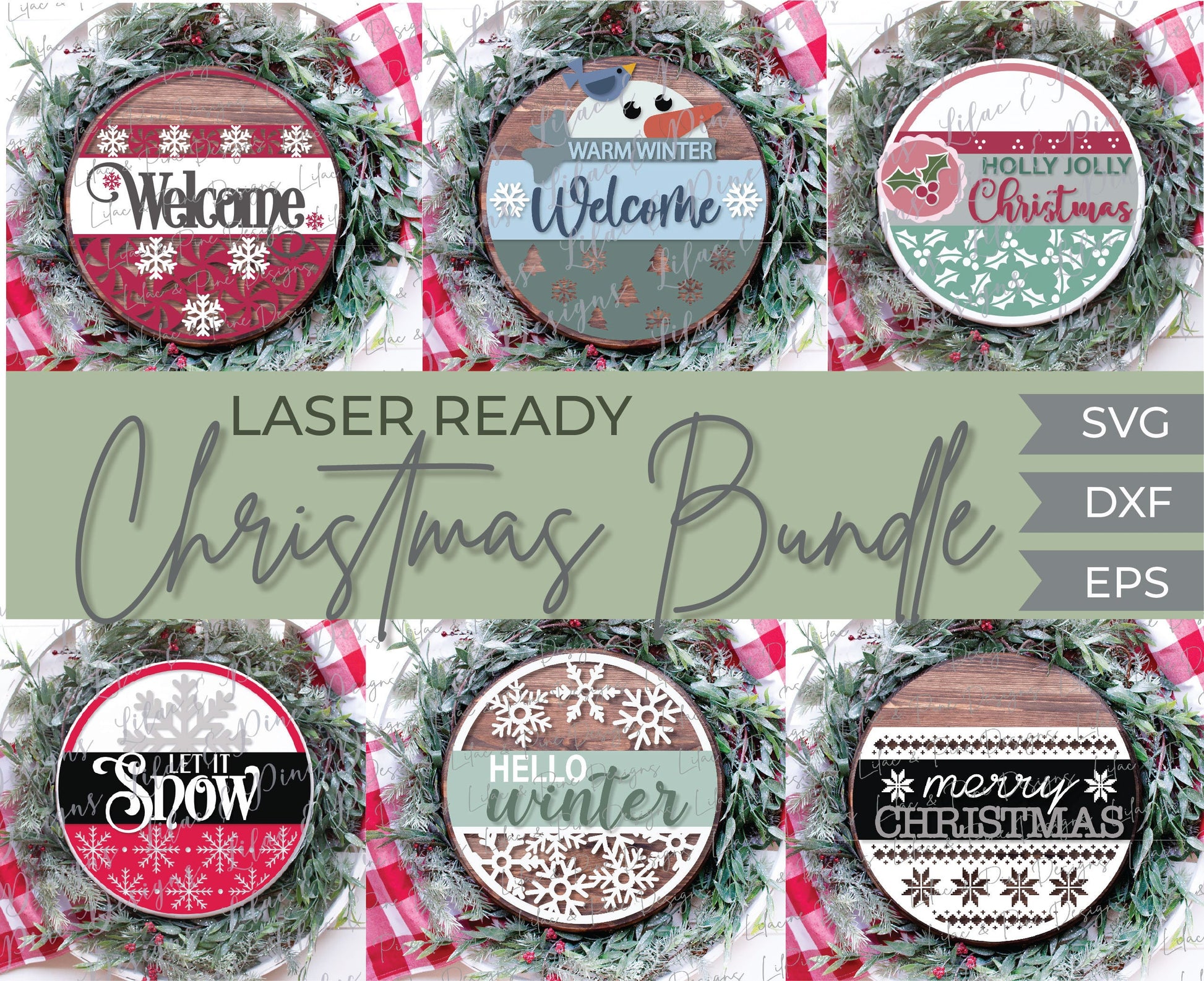 Christmas door hanger bundle, Christmas sign bundle SVG, Christmas laser file, Christmas sign SVG, snow SVG, Glowforge files, laser cut file