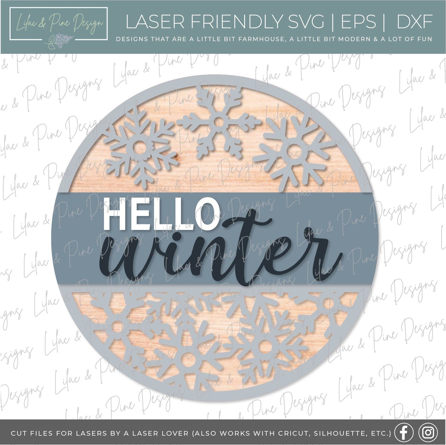 Hello Winter snow sign, Snowflake SVG, Christmas welcome SVG, Winter welcome sign, Snow svg, winter decor, laser cut file, Glowforge SVG