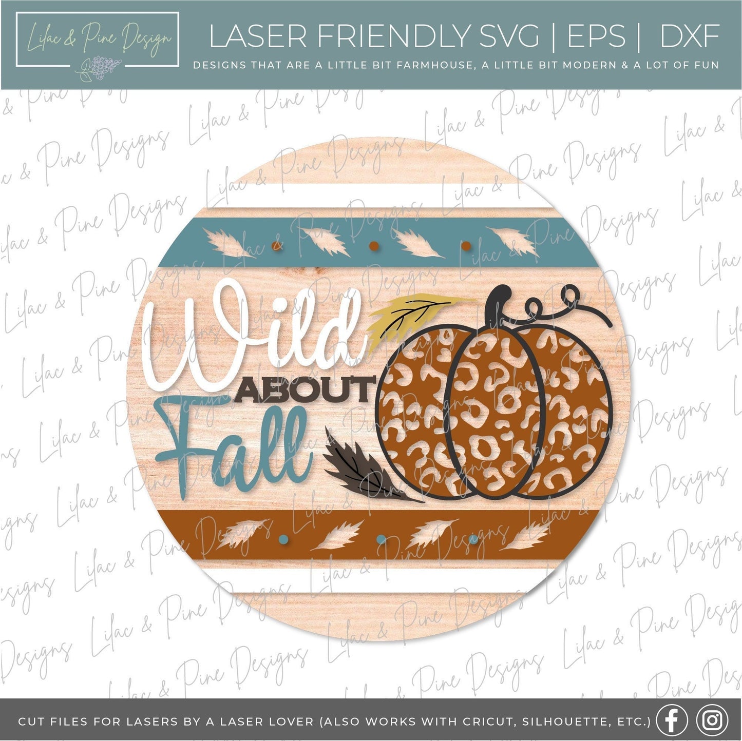 Wild about Fall sign SVG, Leopard pumpkin sign, Fall Welcome sign SVG, autumn door decor svg, porch sign, Glowforge Svg, laser cut file
