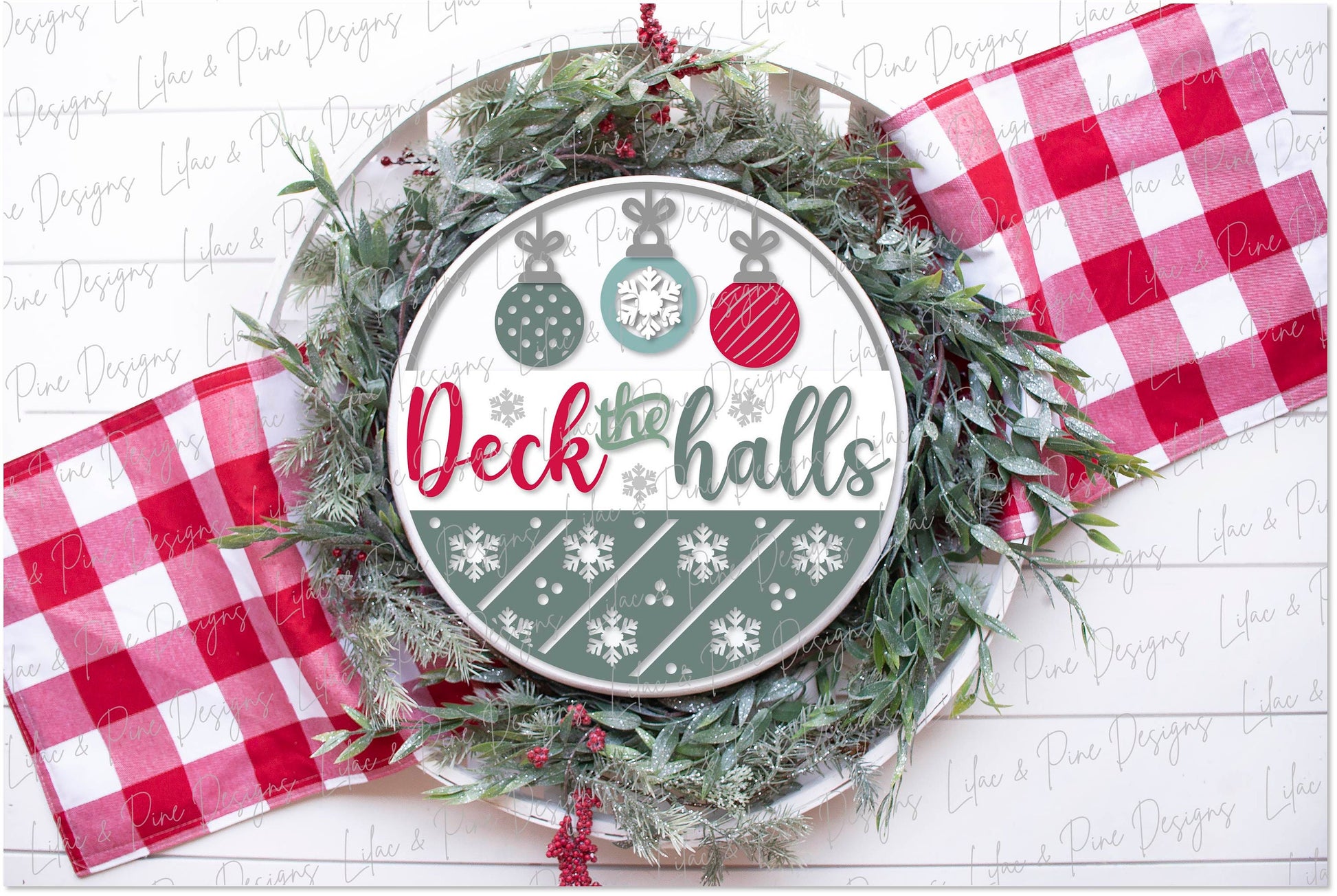 Deck the Halls Door Hanger, Christmas sign door hanger, vintage ornament SVG file, Christmas decor, snowflake svg, laser SVG, Glowforge file