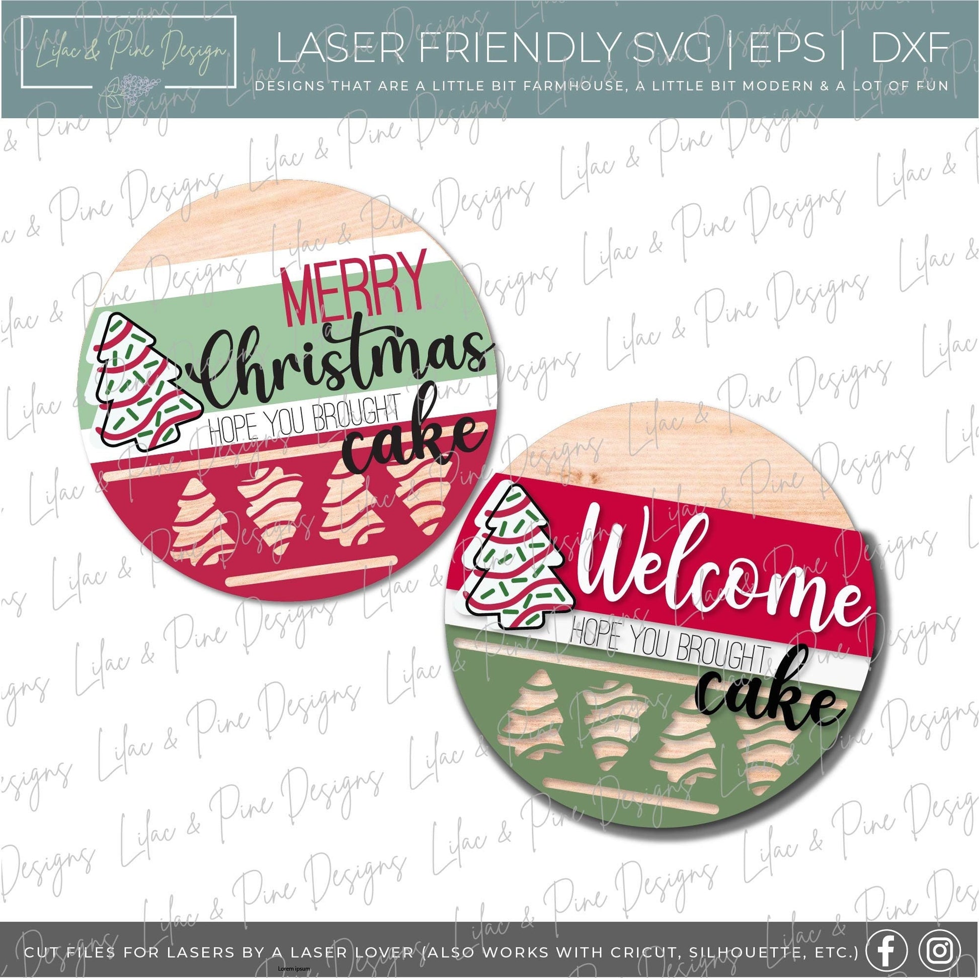 Christmas Tree Cake Door Hanger SVG, Merry Christmas door round, Christmas Welcome sign SVG, Christmas tree svg, laser SVG, Glowforge file