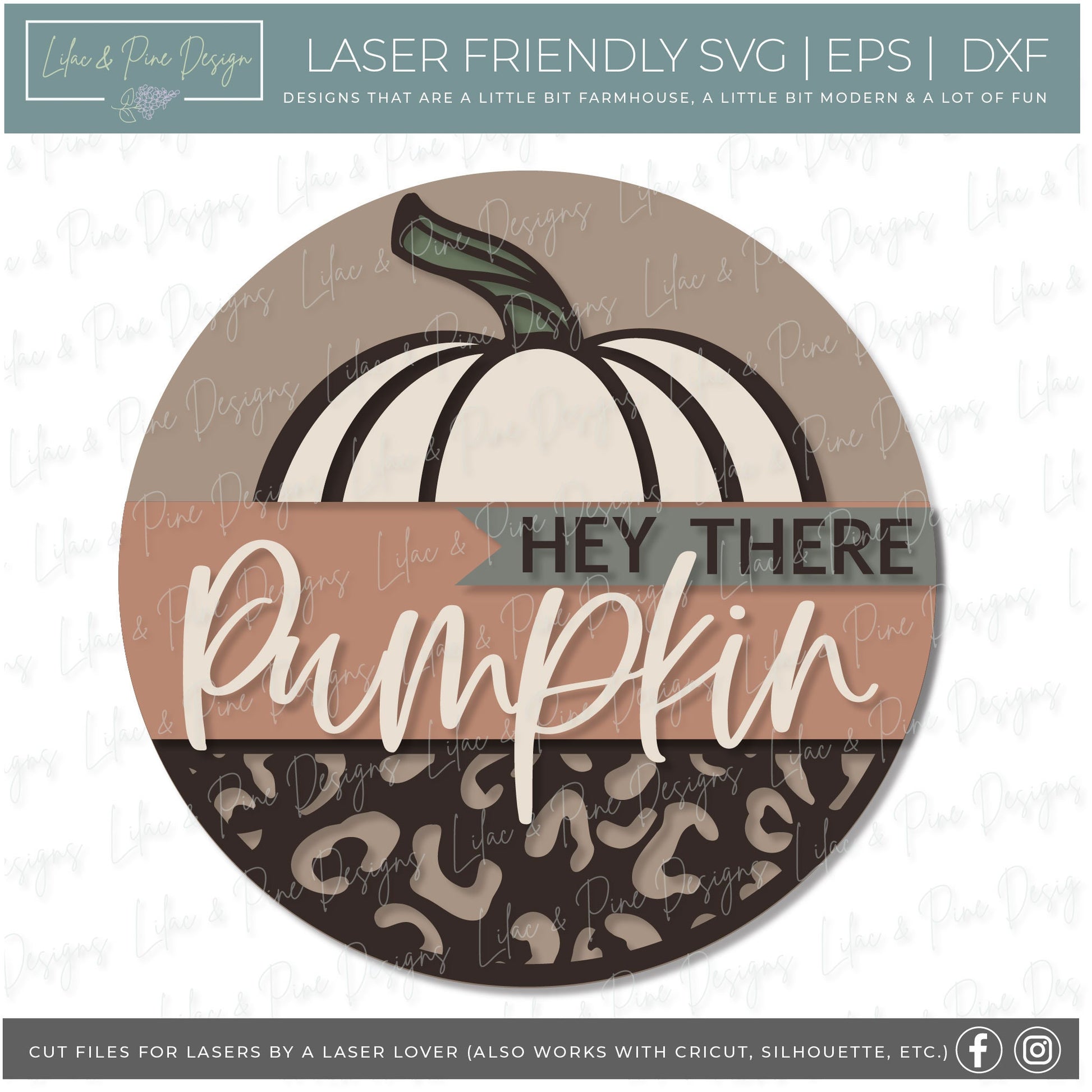 Hey There  Pumpkin sign SVG, Welcome sign SVG, fall door decor svg, leopard print SVG, autumn porch sign, Glowforge Svg, laser cut file