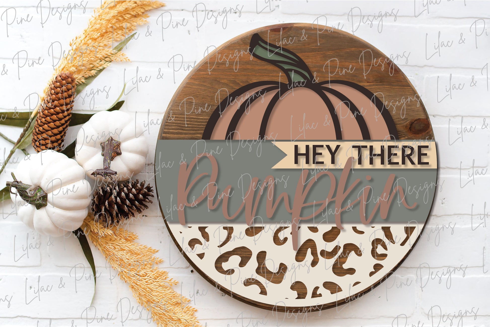 Hey There  Pumpkin sign SVG, Welcome sign SVG, fall door decor svg, leopard print SVG, autumn porch sign, Glowforge Svg, laser cut file