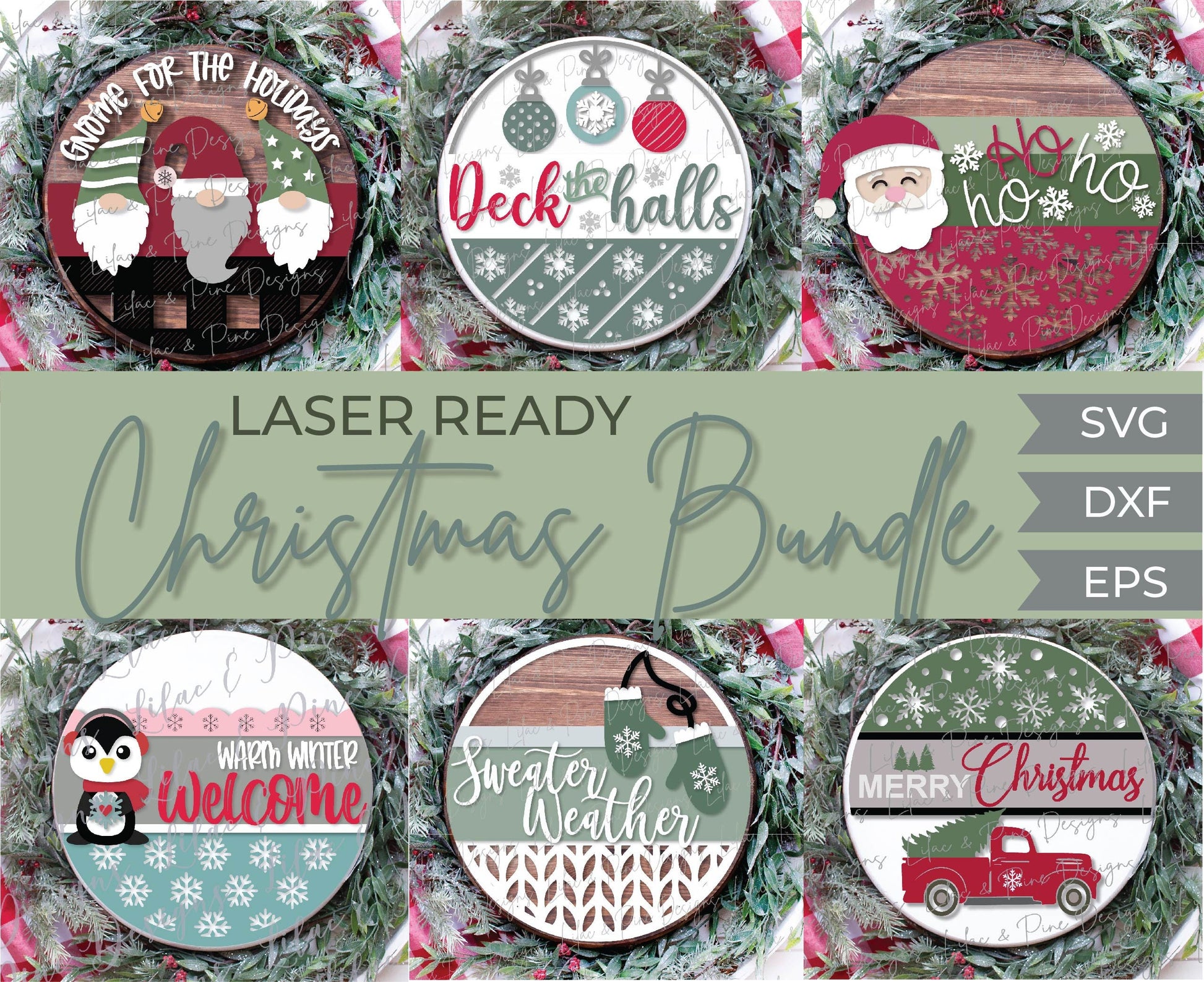 Christmas door hanger bundle, Christmas sign bundle SVG, Christmas laser file, Christmas sign SVG, Glowforge files, laser cut file