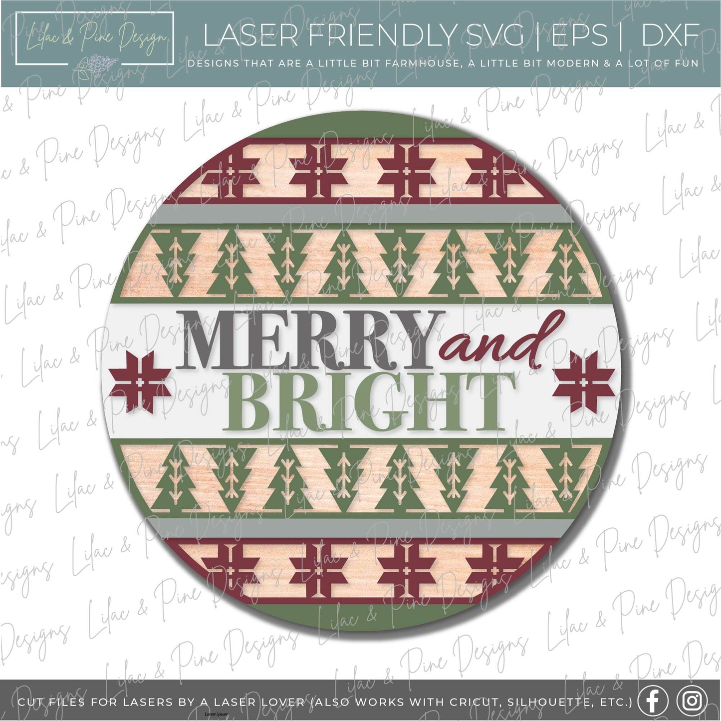 Merry and Bright Christmas door hanger, Nordic Christmas SVG, Christmas tree sign SVG,  Christmas Welcome svg, laser cut file, Glowforge SVG