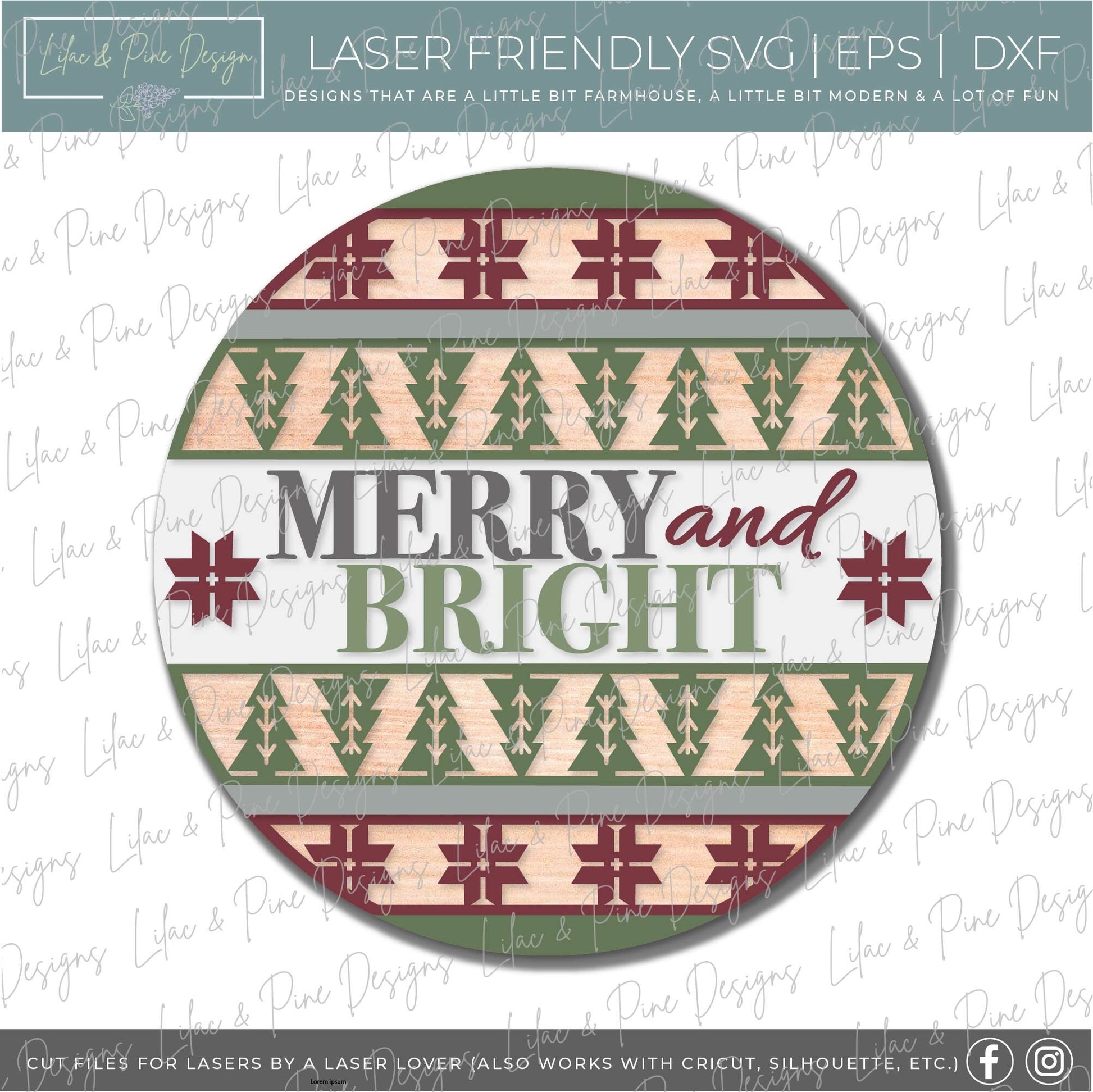 Merry and Bright Christmas door hanger, Nordic Christmas SVG, Christmas tree sign SVG,  Christmas Welcome svg, laser cut file, Glowforge SVG