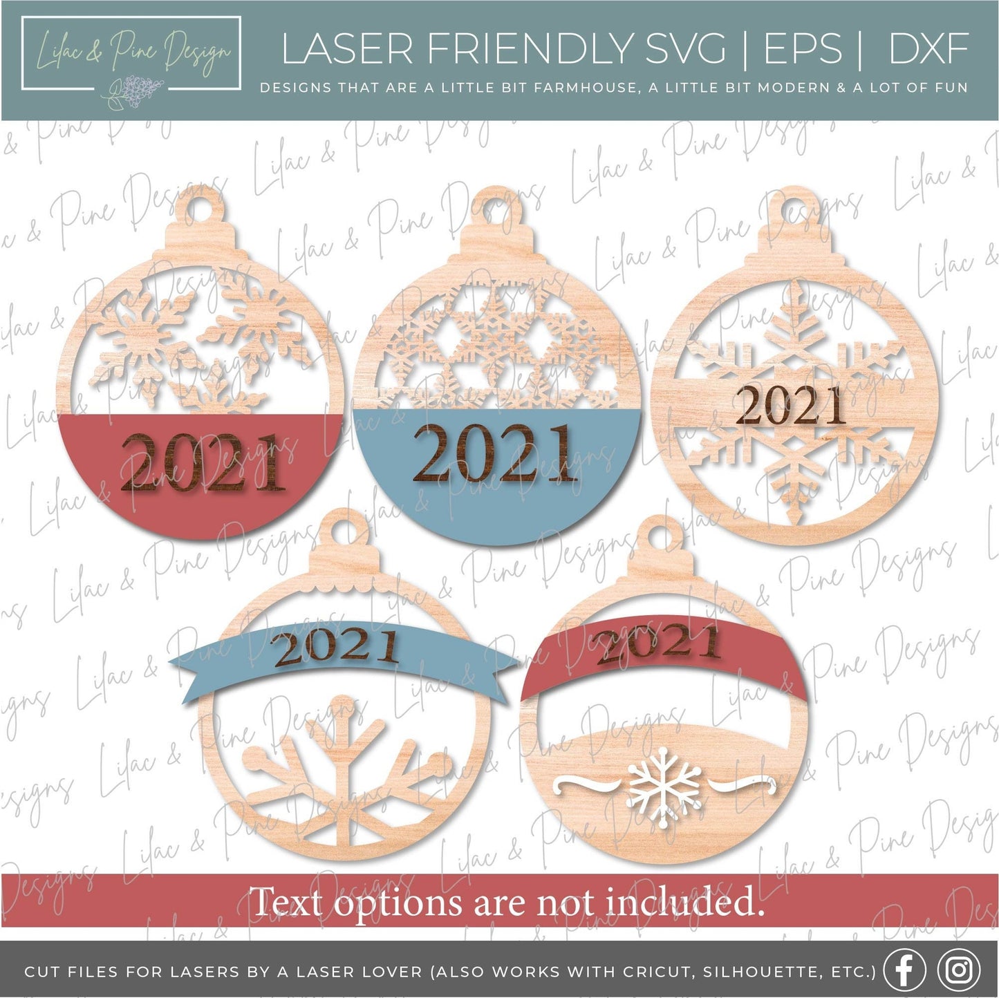 Christmas ornament bundle SVG, Snowflake ornament bundle SVG, laser ornament set svg, simple laser ornament svg, laser SVG, Glowforge file