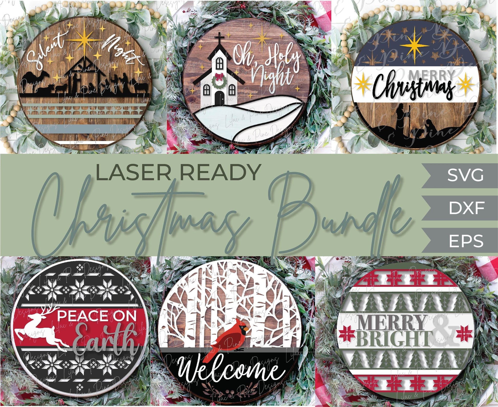 Christmas door hanger bundle, Christmas sign bundle SVG, Christmas laser file, Christmas sign SVG, snow SVG, Glowforge files, laser cut file