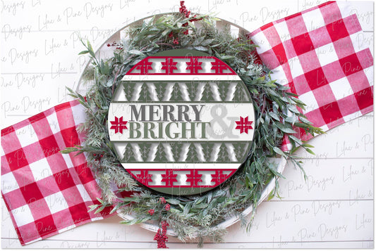 Merry and Bright Christmas door hanger, Nordic Christmas SVG, Christmas tree sign SVG,  Christmas Welcome svg, laser cut file, Glowforge SVG