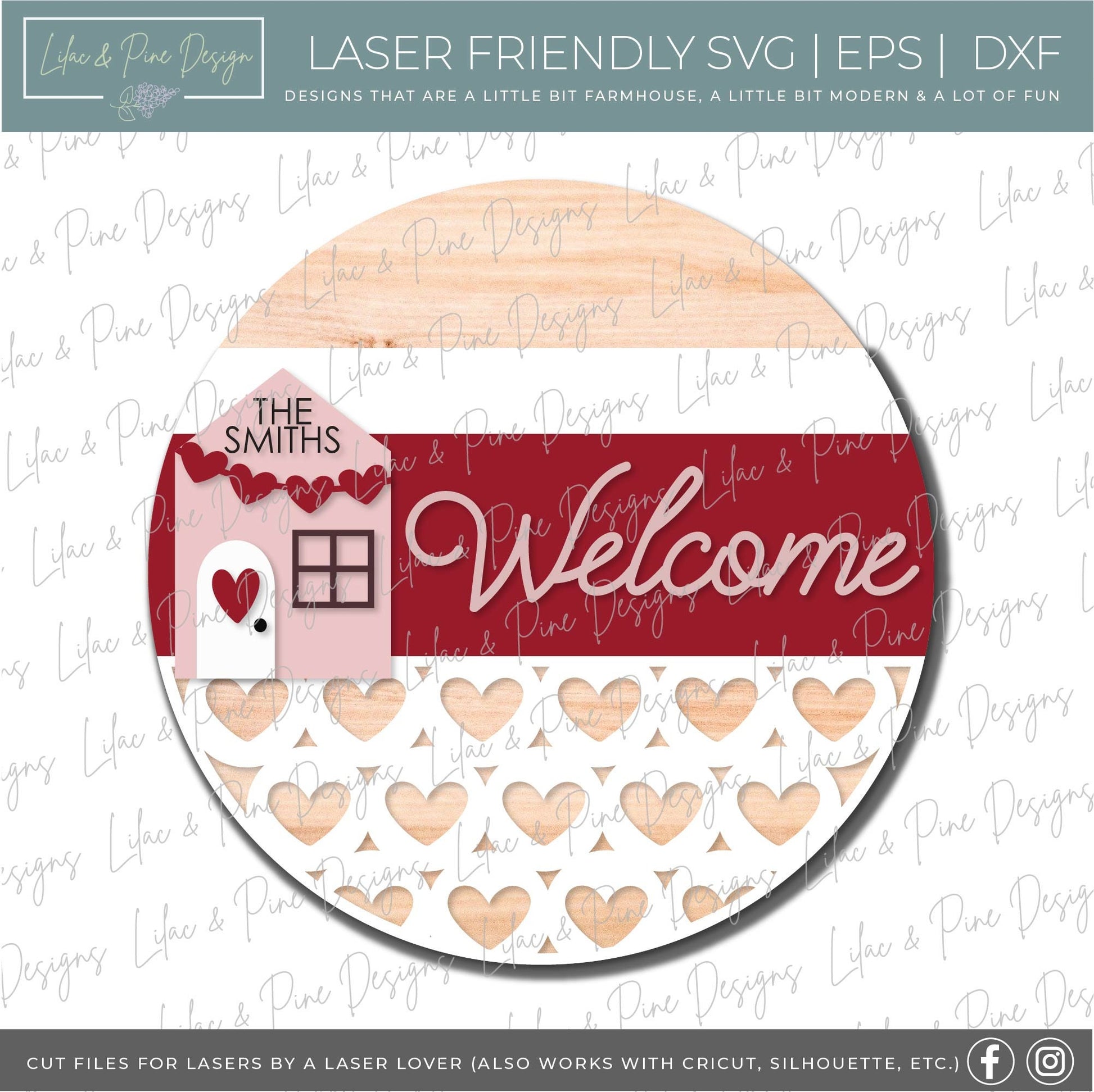 Love Shack door round SVG, Valentine Welcome sign SVG, personalized Valentine round sign, Valentine decor, Glowforge Svg, laser cut file