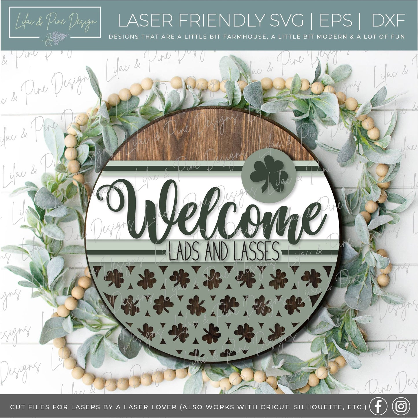 St Patricks Day door hanger bundle, St Pattys sign SVG, Shamrock svg, Leprechaun gnome SVG, plaid sign, Glowforge files, laser cut file
