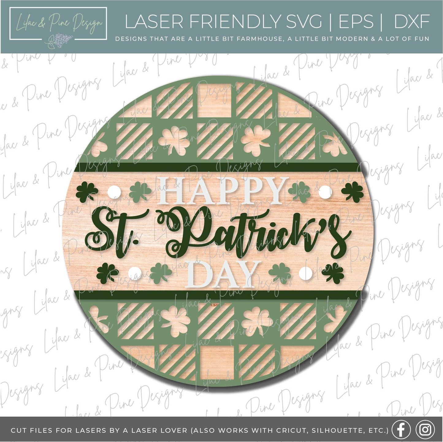 St Patricks Day door hanger bundle, St Pattys sign SVG, Shamrock svg, Leprechaun gnome SVG, plaid sign, Glowforge files, laser cut file