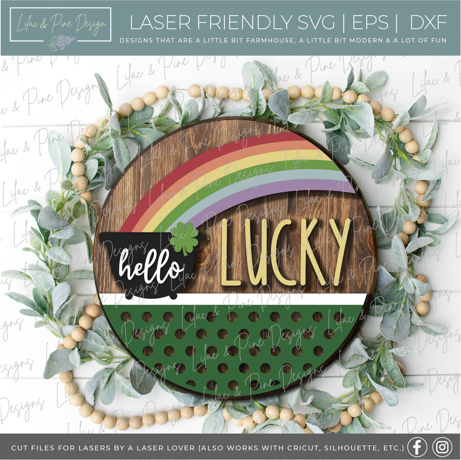 St Patricks Day door hanger bundle, St Pattys sign SVG, Shamrock svg, Leprechaun gnome SVG, plaid sign, Glowforge files, laser cut file