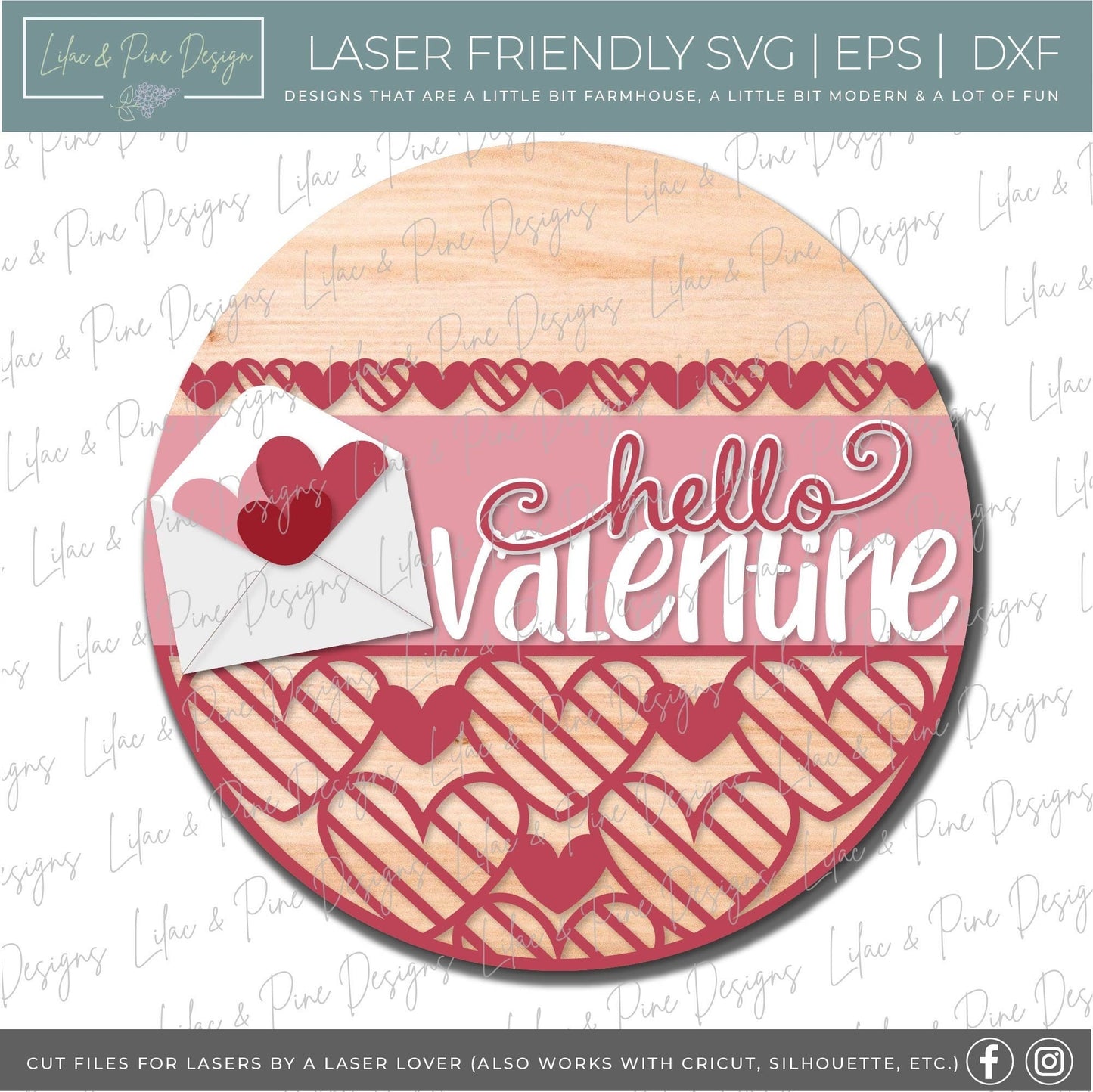 hello Valentine sign SVG, Valentine door hanger, Valentine envelope svg, heart SVG, Valentine door decor, Glowforge file, laser svg