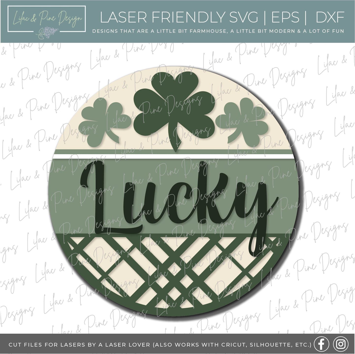 Lucky St Patrick Welcome door hanger SVG, personalized welcome SVG, Blessed St Paddy welcome sign, shamrock SVG, Glowforge file, laser svg