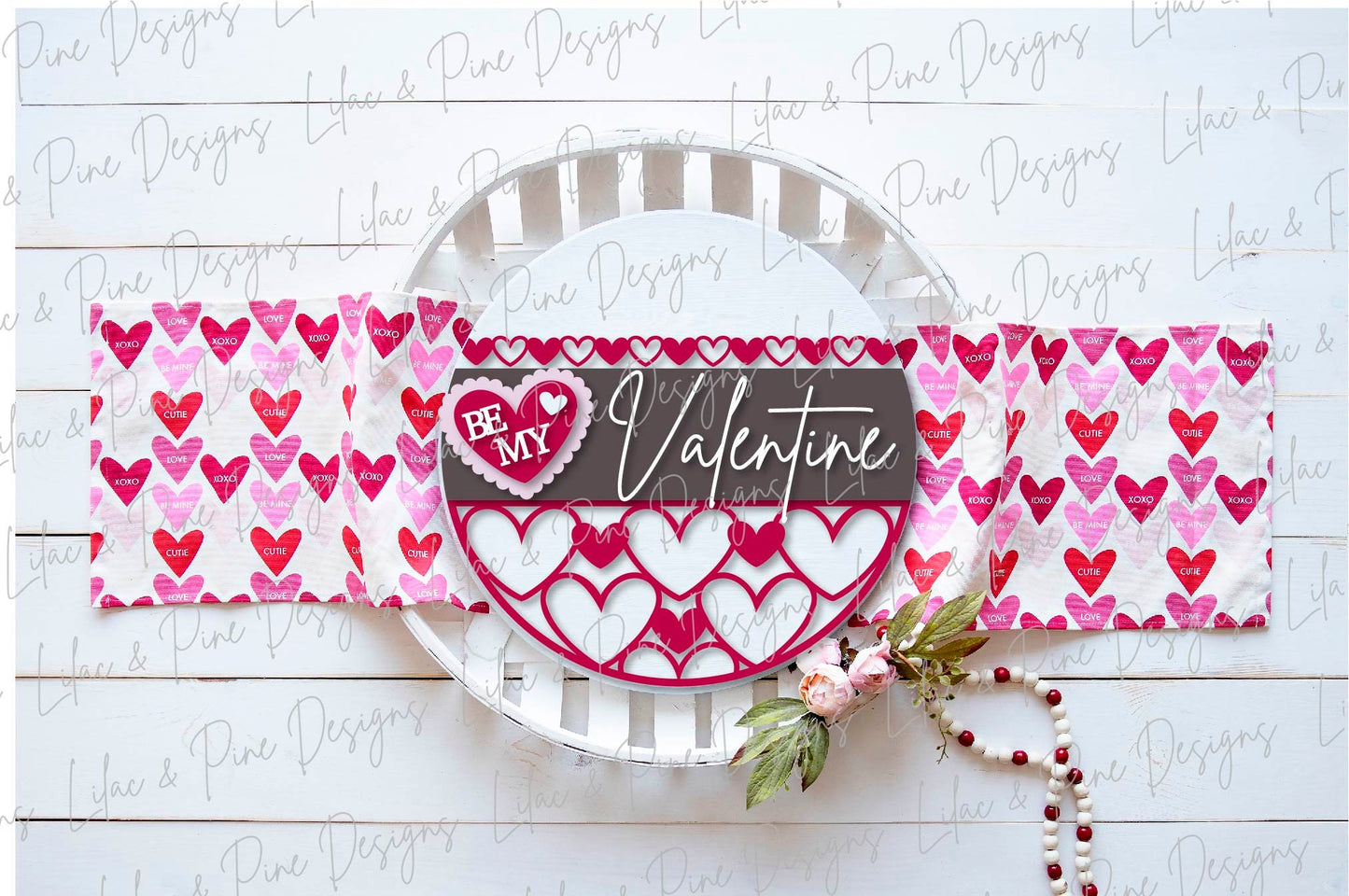 Be My Valentine SVG, Valentine door round SVG, patterned heart Valentine door sign SVG, Valentine decor, Glowforge Svg, laser cut file