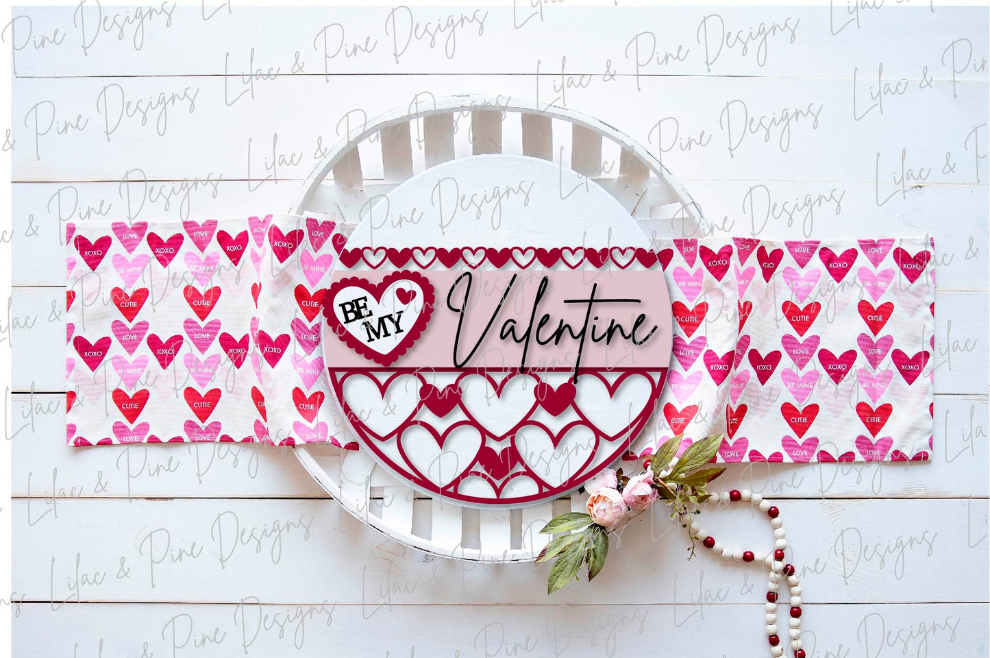 Be My Valentine SVG, Valentine door round SVG, patterned heart Valentine door sign SVG, Valentine decor, Glowforge Svg, laser cut file