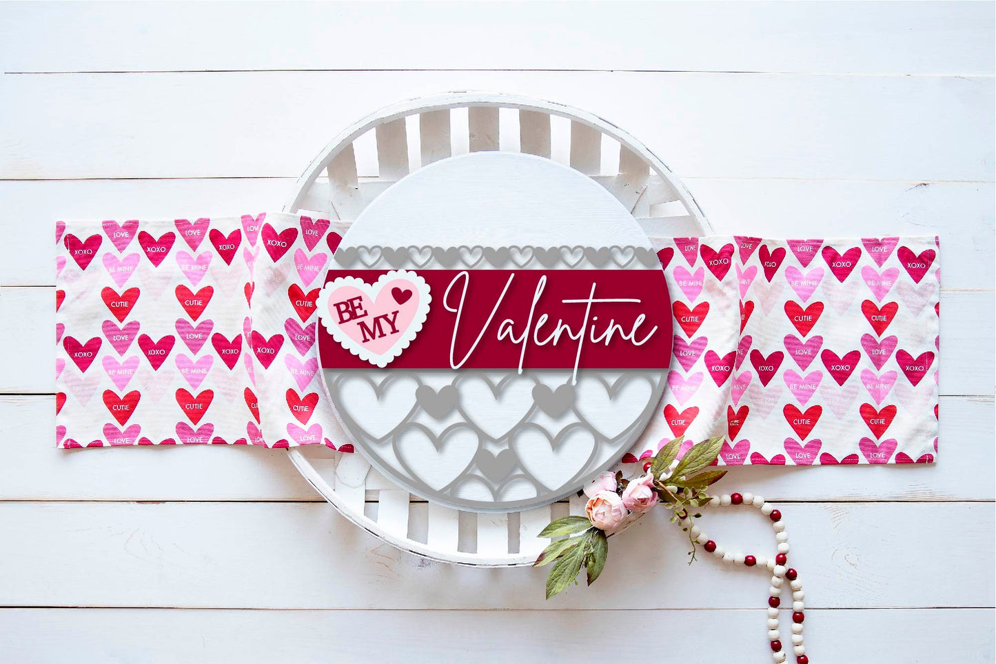 Be My Valentine SVG, Valentine door round SVG, patterned heart Valentine door sign SVG, Valentine decor, Glowforge Svg, laser cut file