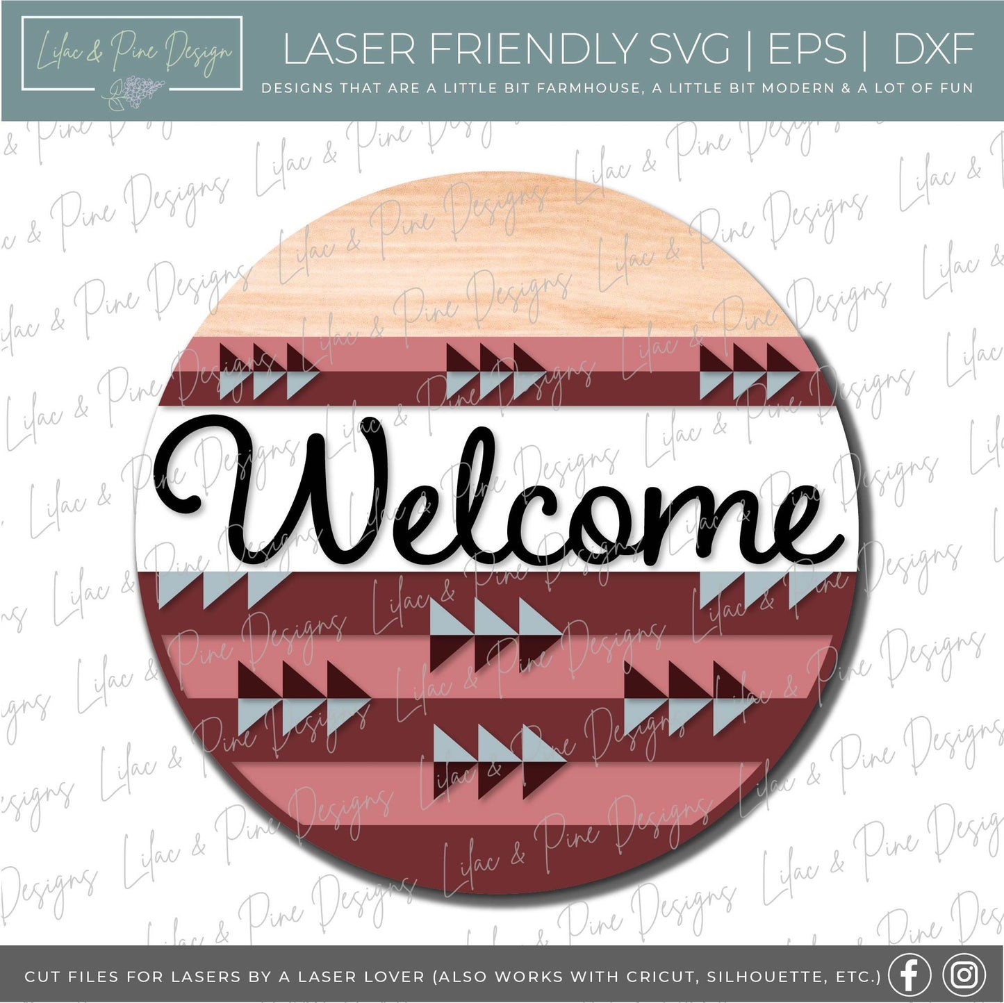 Welcome boho quilt door hanger, Welcome SVG, Boho wall decor, barn quilt sign, boho SVG, farmhouse svg, Glowforge file, laser svg