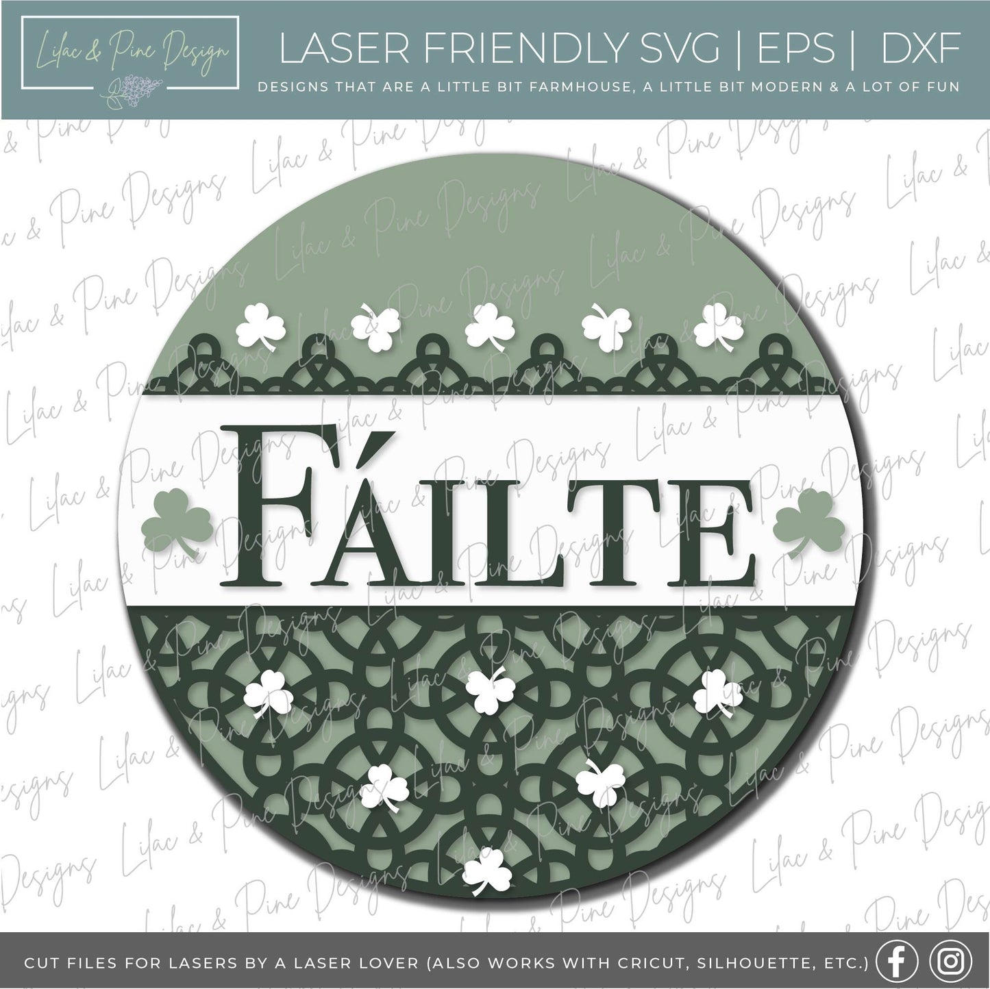 St Patricks Welcome door hanger SVG, Irish welcome sign, Failte sign SVG, Celtic welcome svg, shamrock SVG, Glowforge file, laser svg