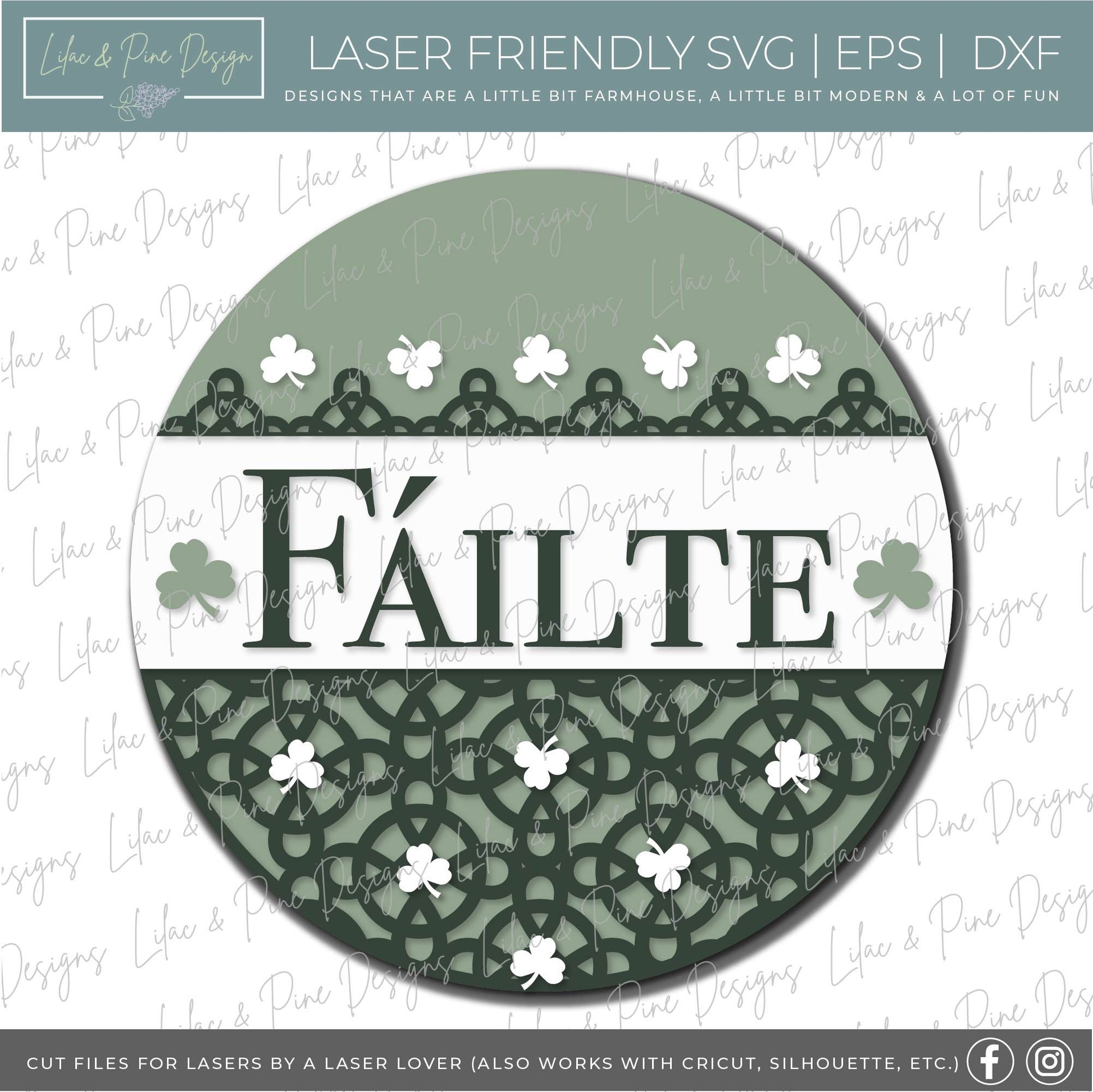 St Patricks Welcome door hanger SVG, Irish welcome sign, Failte sign SVG, Celtic welcome svg, shamrock SVG, Glowforge file, laser svg