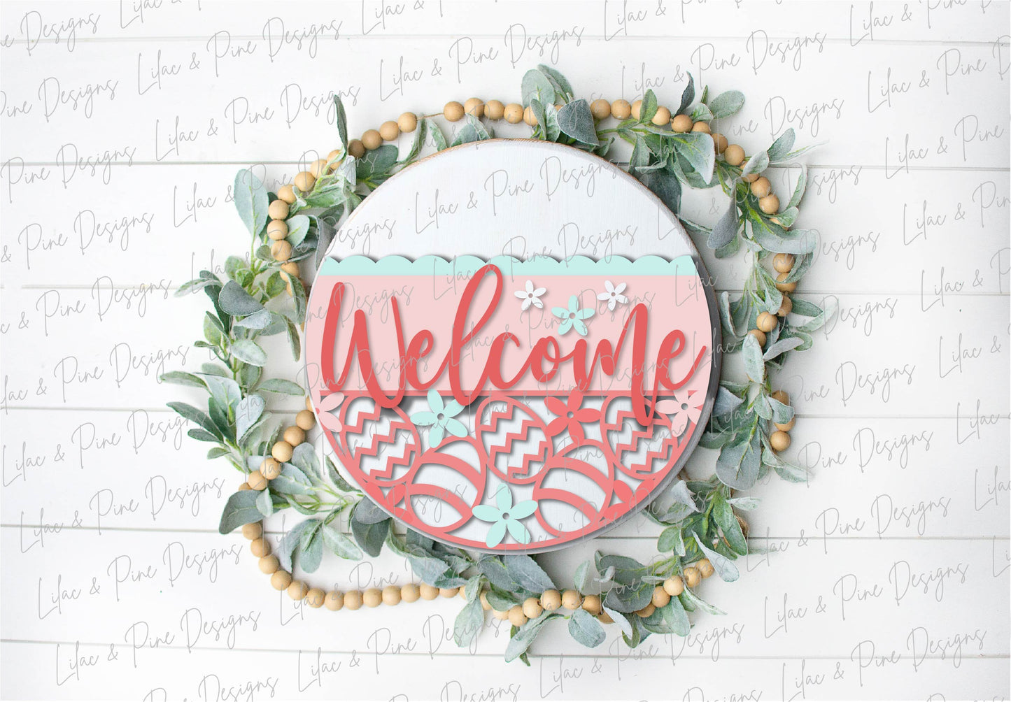 Welcome Easter round sign SVG, Easter egg door hanger, Easter Egg sign svg, Spring Welcome SVG, Easter decor, Glowforge Svg, laser cut file