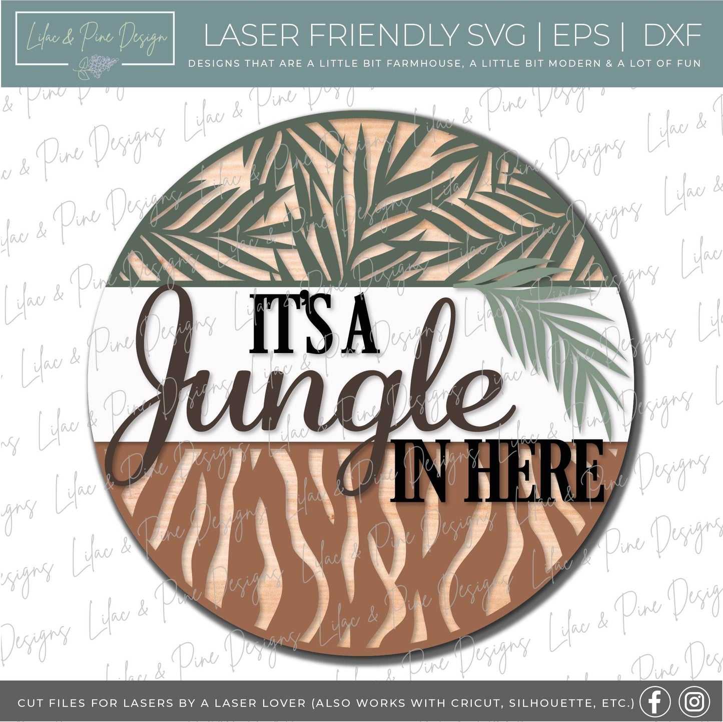 Its a Jungle door hanger, Welcome sign SVG, tiger stripes SVG, tropical leaves SVG, porch sign svg, Glowforge svg file, laser cut files