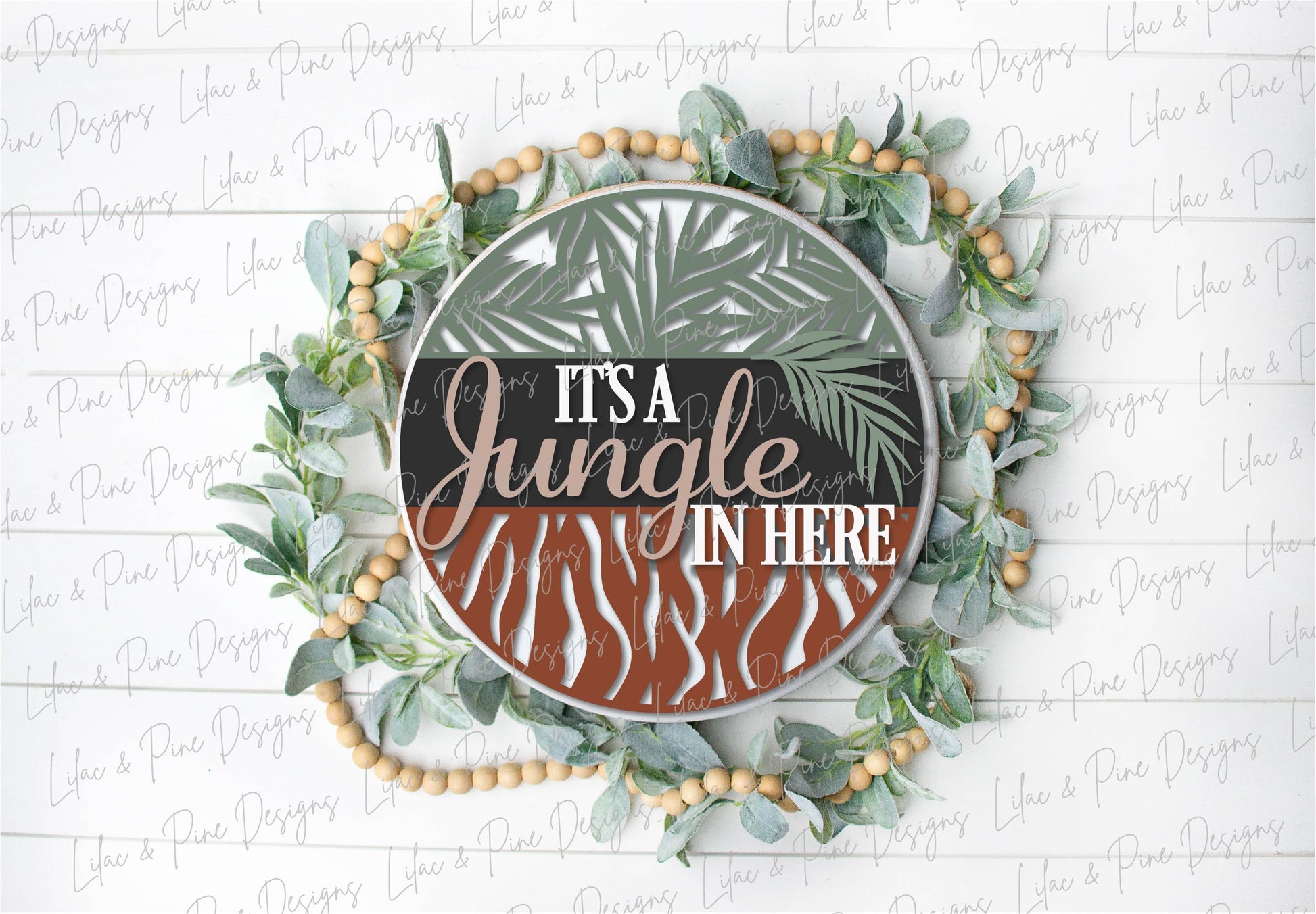 Its a Jungle door hanger, Welcome sign SVG, tiger stripes SVG, tropical leaves SVG, porch sign svg, Glowforge svg file, laser cut files